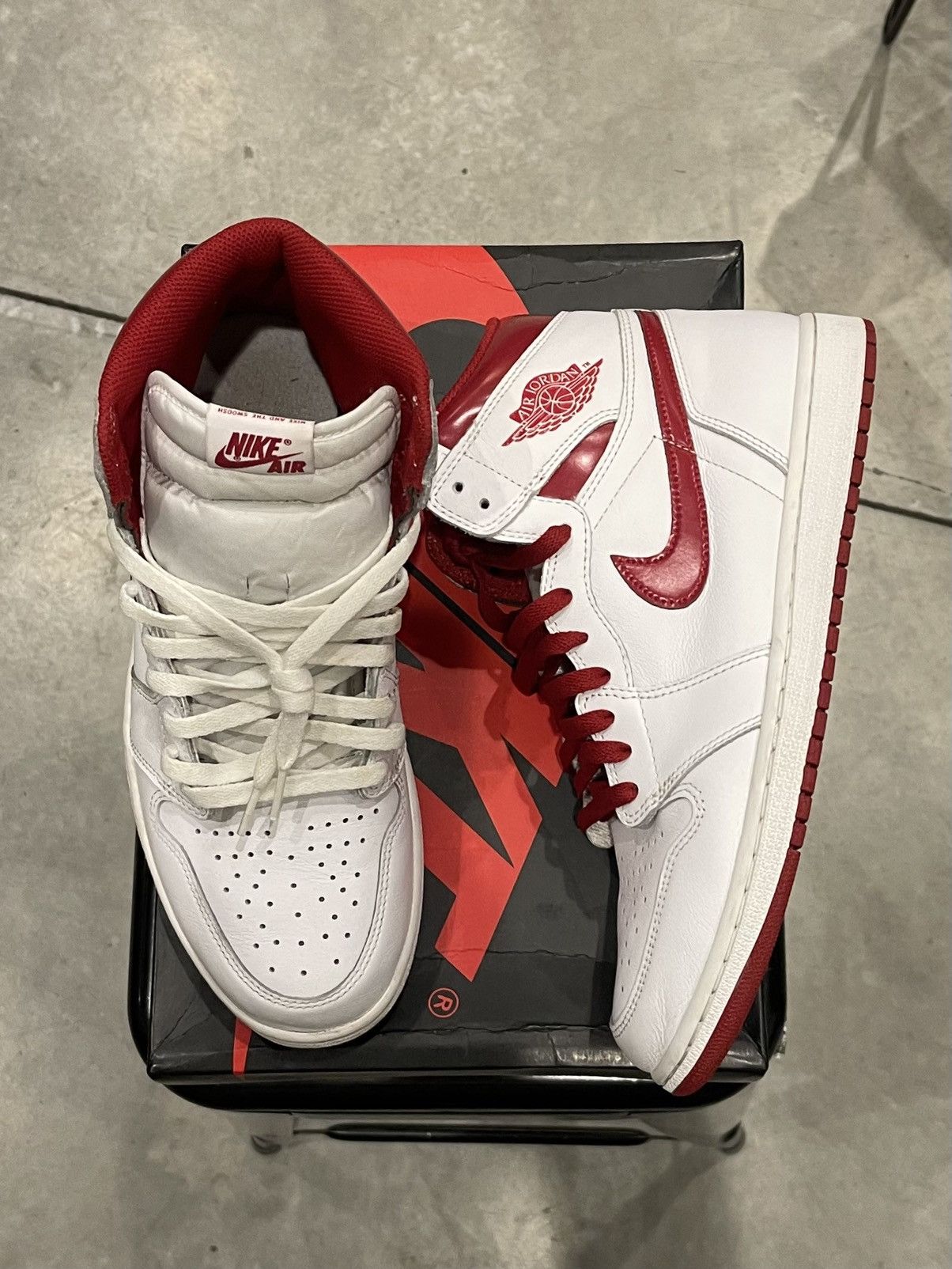 image of Jordan Nike Jordan 1 Metallic Red Size 11 Shoes in White, Men's