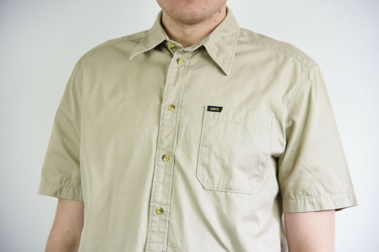 Cowboy Equipment × Lee × Vintage Western Shirt L Beige Short Sleeved Strong Cotton Button Top Size US L / EU 52-54 / 3 - 3 Thumbnail