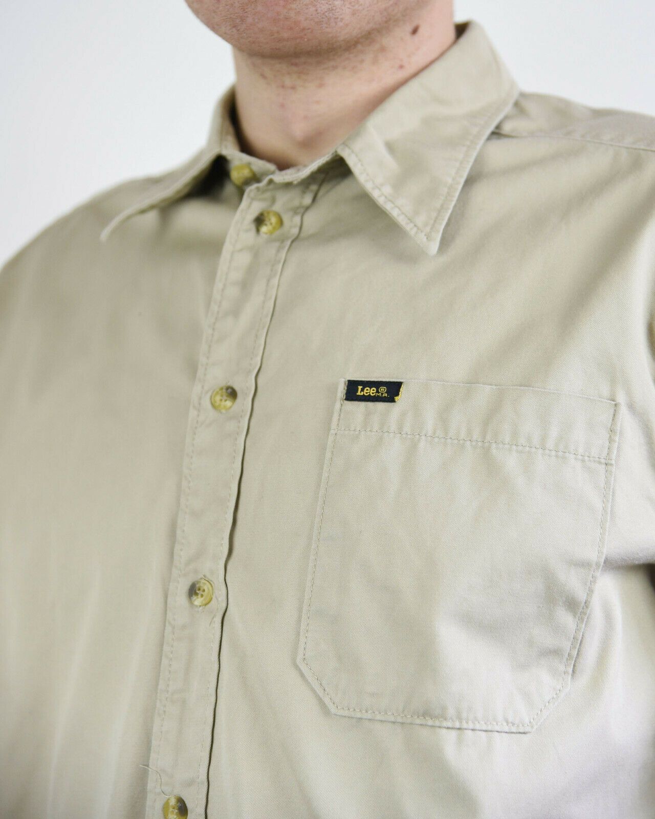 Cowboy Equipment × Lee × Vintage Western Shirt L Beige Short Sleeved Strong Cotton Button Top Size US L / EU 52-54 / 3 - 5 Thumbnail