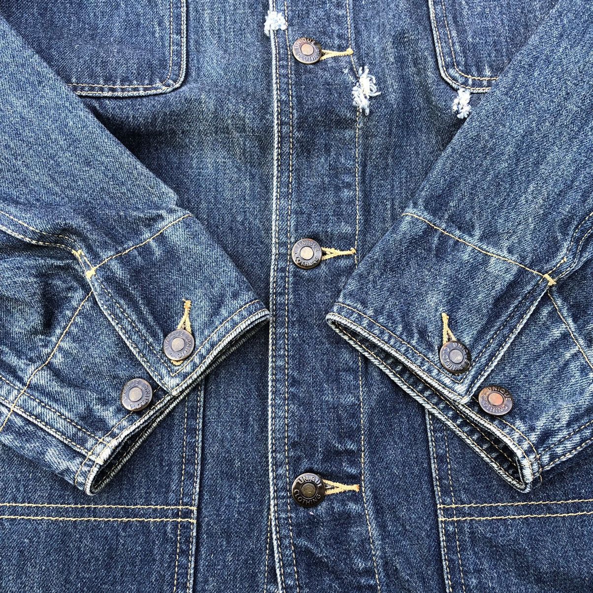 Japanese Brand × Uniqlo 🔥Rare🔥🇯🇵Uniqlo Distress Rips Four Pocket Stylish Denim Jacket Size US M / EU 48-50 / 2 - 12 Thumbnail