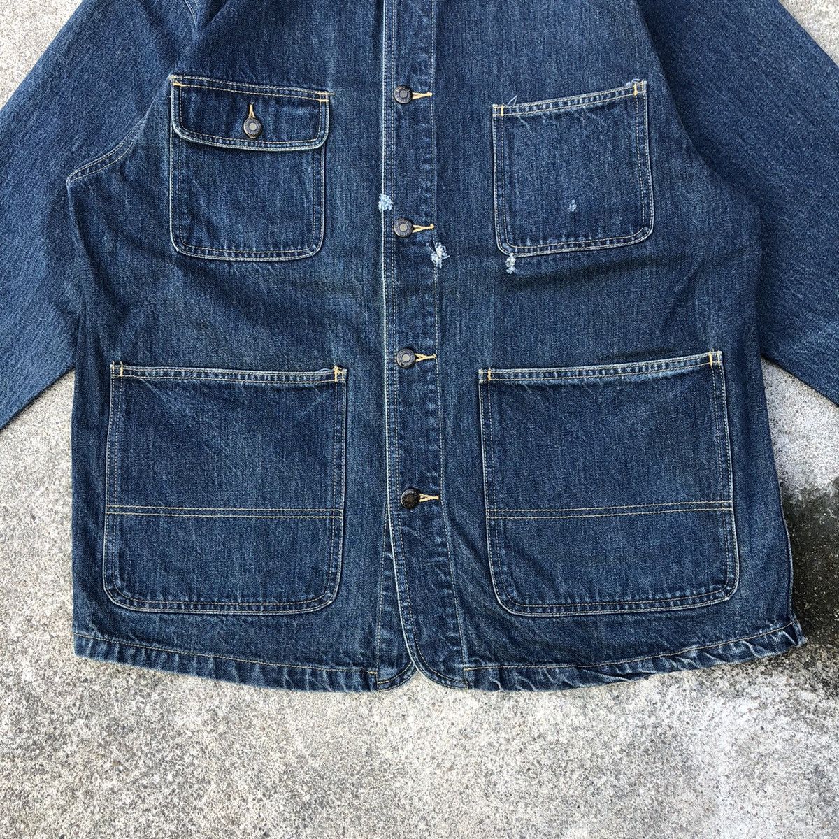Japanese Brand × Uniqlo 🔥Rare🔥🇯🇵Uniqlo Distress Rips Four Pocket Stylish Denim Jacket Size US M / EU 48-50 / 2 - 3 Thumbnail