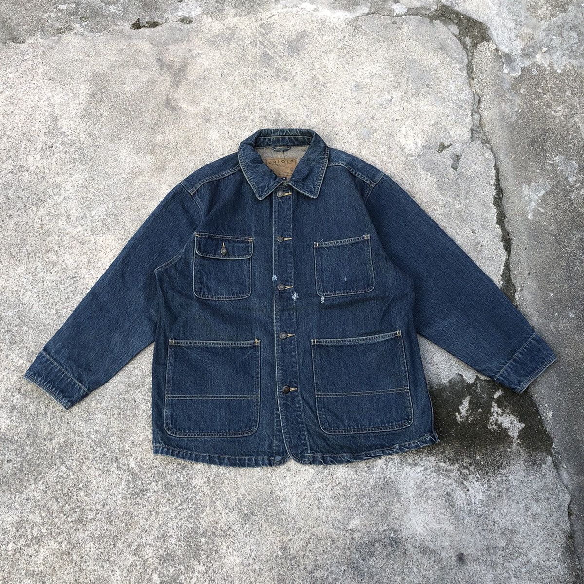 Japanese Brand × Uniqlo 🔥Rare🔥🇯🇵Uniqlo Distress Rips Four Pocket Stylish Denim Jacket Size US M / EU 48-50 / 2 - 1 Thumbnail