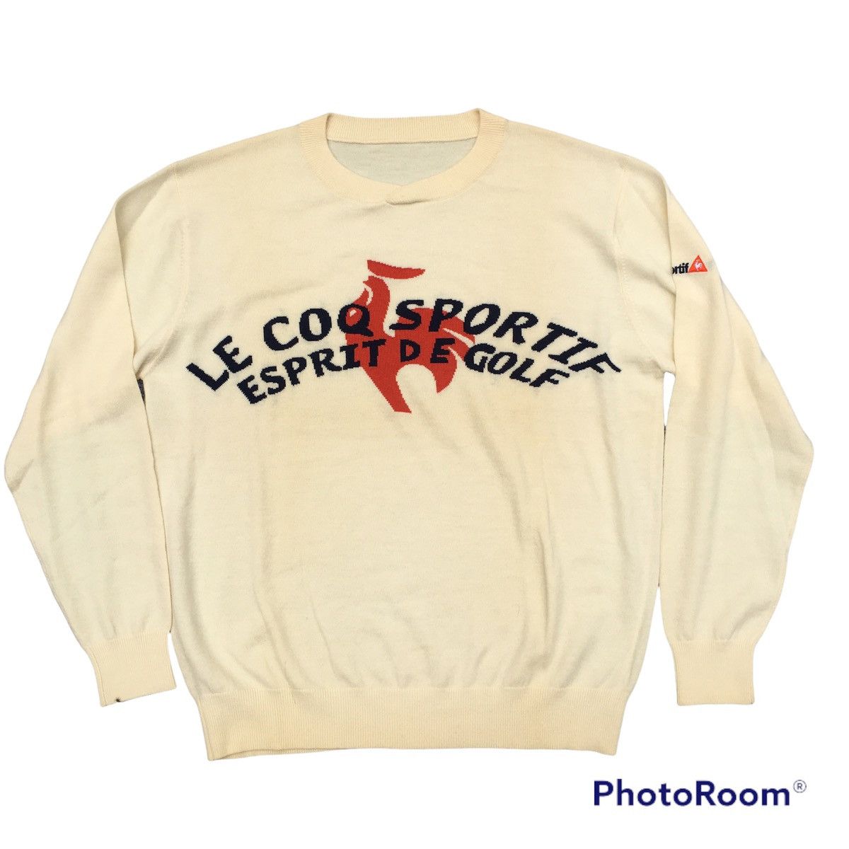 Maillot De Foot Vintage Le Coq Sportif – Années 80, Taille L, Original Avec Taches