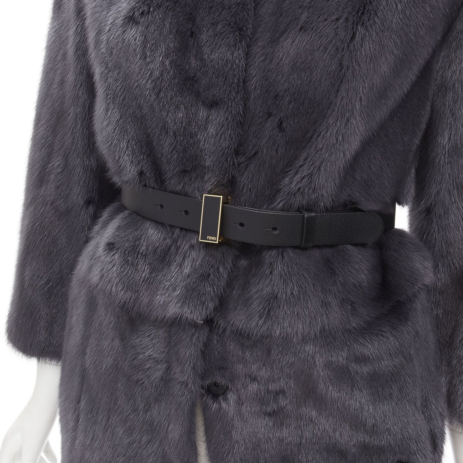 Fendi FENDI grey black fur leather 4-way reversible zip belted coat jacket IT38 Size XS / US 0-2 / IT 36-38 - 9 Thumbnail