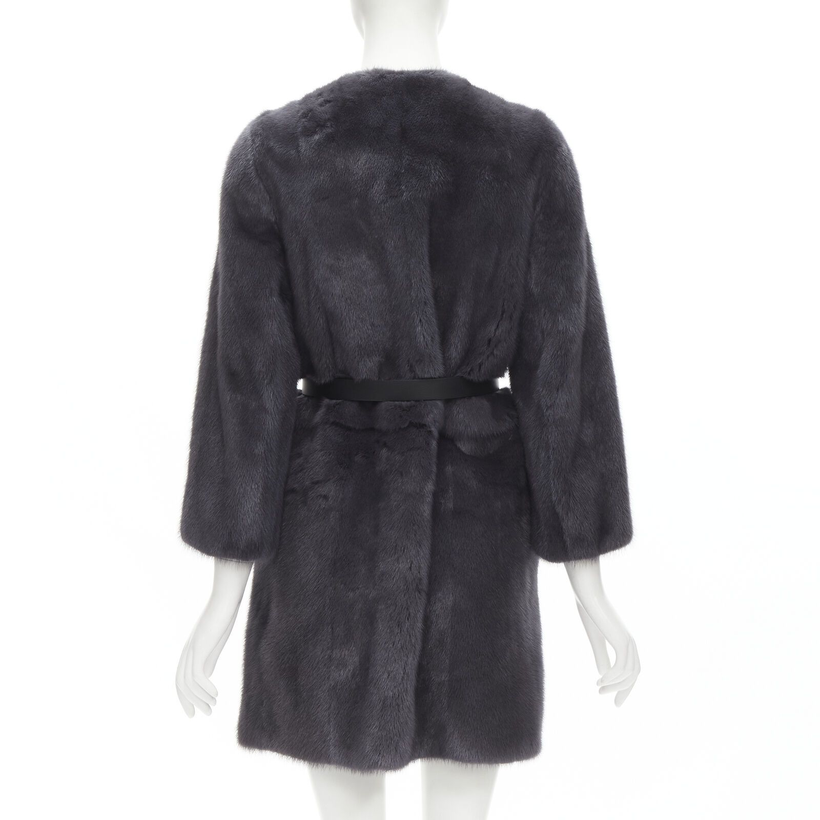 Fendi FENDI grey black fur leather 4-way reversible zip belted coat jacket IT38 Size XS / US 0-2 / IT 36-38 - 7 Thumbnail