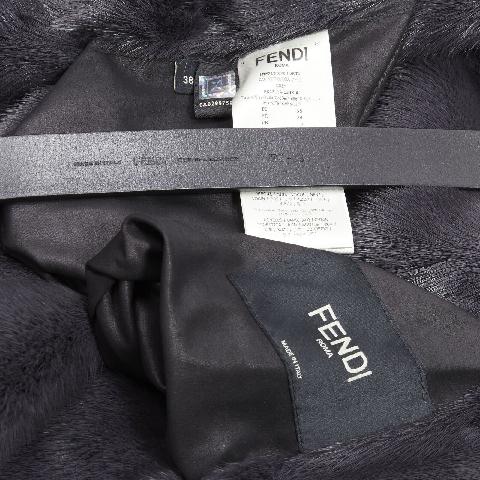 Fendi FENDI grey black fur leather 4-way reversible zip belted coat jacket IT38 Size XS / US 0-2 / IT 36-38 - 12 Preview