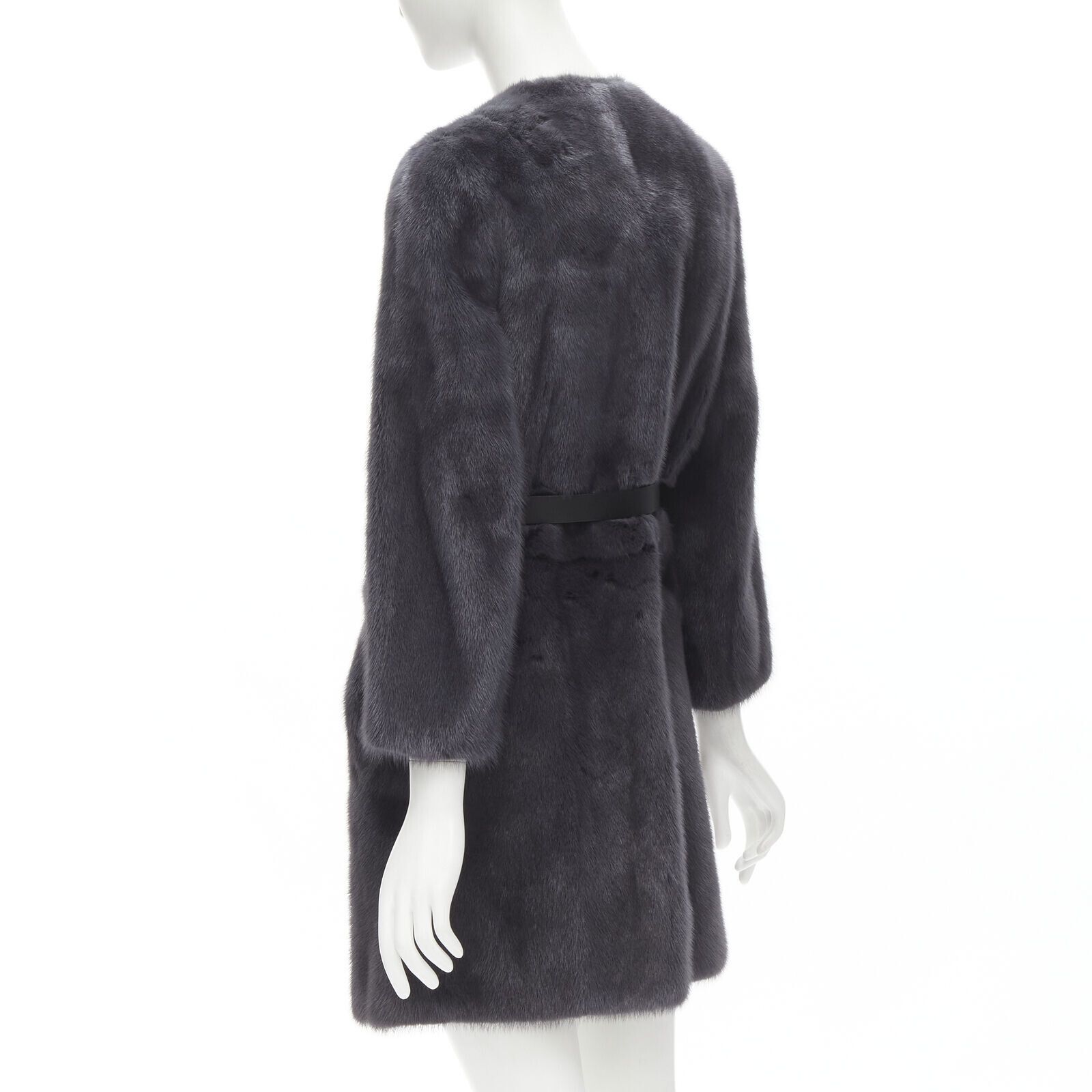 Fendi FENDI grey black fur leather 4-way reversible zip belted coat jacket IT38 Size XS / US 0-2 / IT 36-38 - 6 Thumbnail