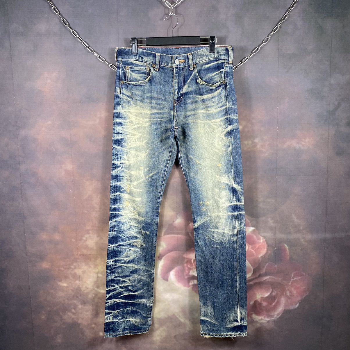 Japanese Brand × Jean × Vintage RARE🔥Vintage Japanese SOF Honeycomb Rare Design Denim Jeans Size US 32 / EU 48 - 1 Thumbnail
