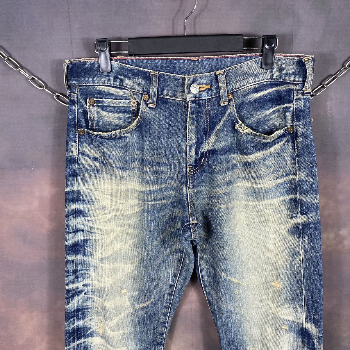 Japanese Brand × Jean × Vintage RARE🔥Vintage Japanese SOF Honeycomb Rare Design Denim Jeans Size US 32 / EU 48 - 3 Thumbnail