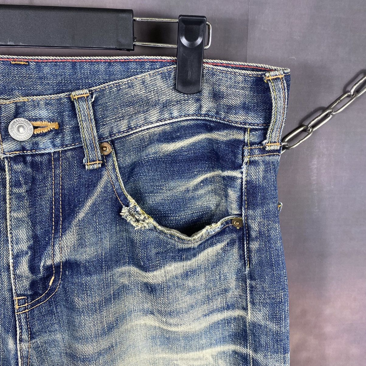 Japanese Brand × Jean × Vintage RARE🔥Vintage Japanese SOF Honeycomb Rare Design Denim Jeans Size US 32 / EU 48 - 5 Thumbnail