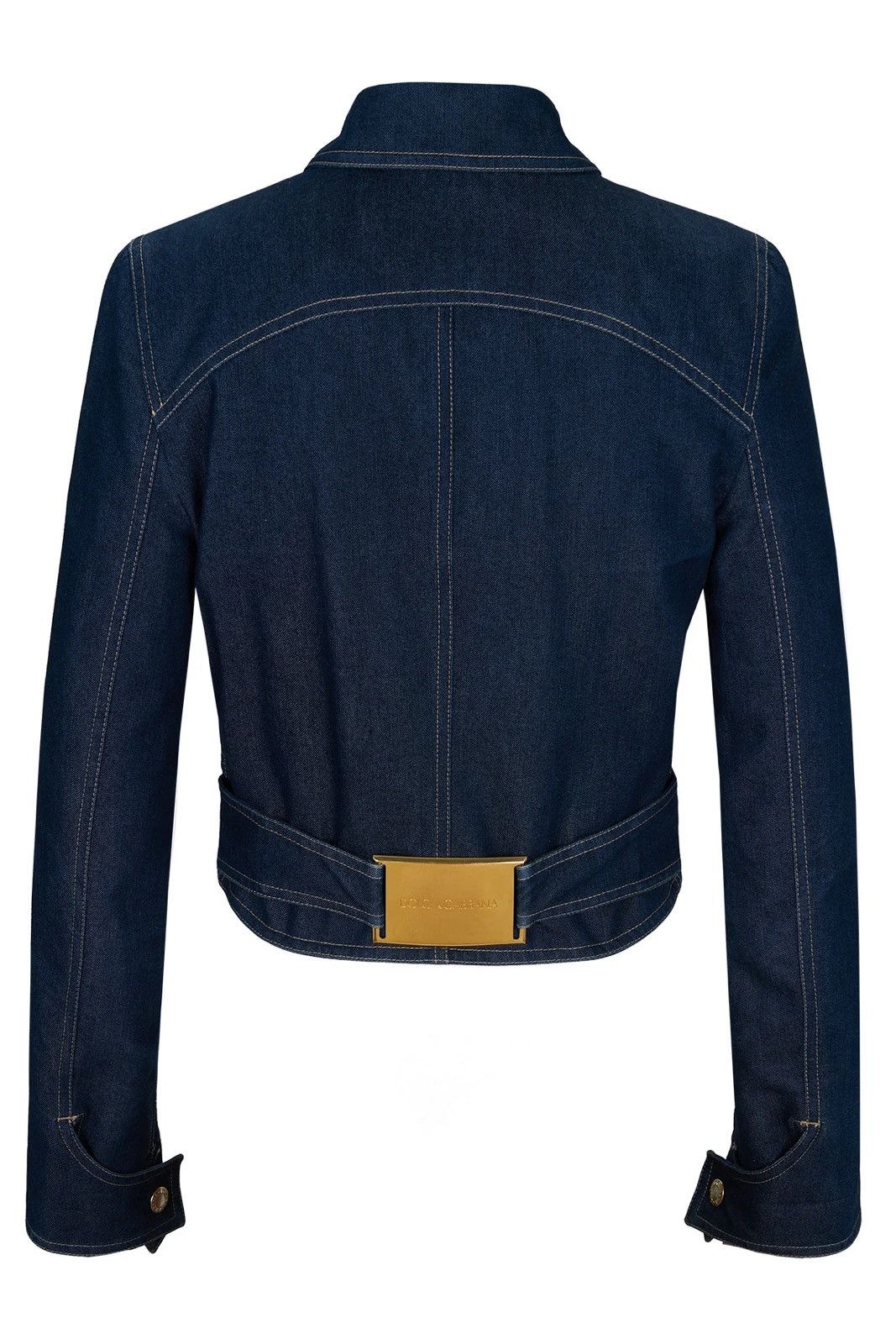 image of Dolce Gabbana Dolce&gabbana Spring 2001 Denim Jacket With A Golden Buckle in Blue, Women's (Size Sm