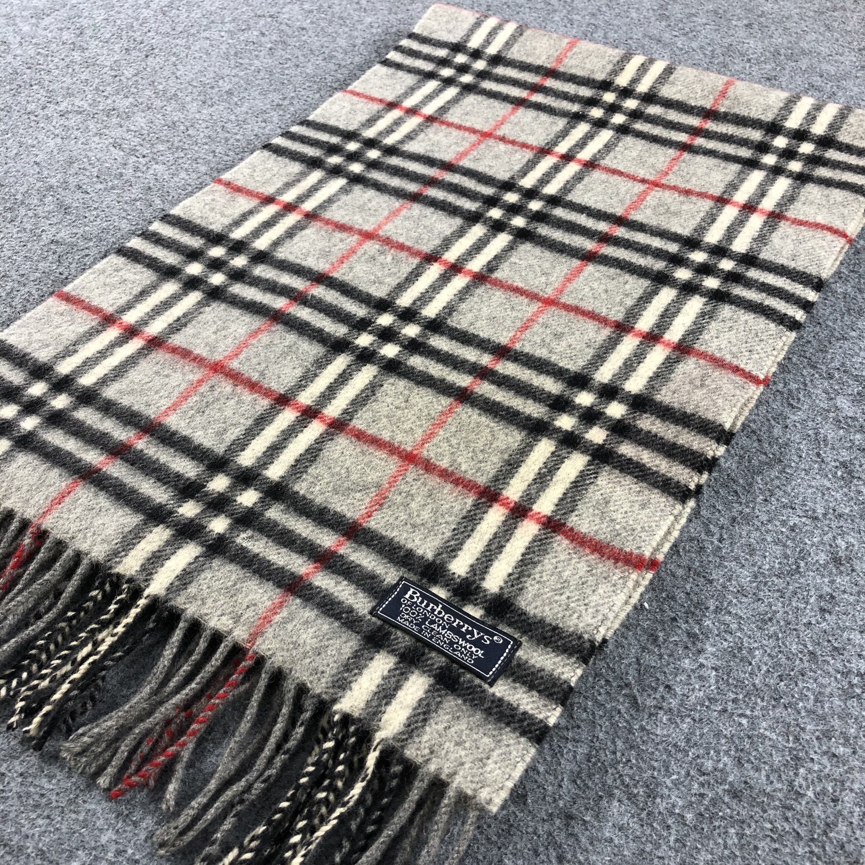 Burberry Burberrys Nova Check Grey Wool Scarf Muffler V709 Size ONE SIZE - 2 Thumbnail