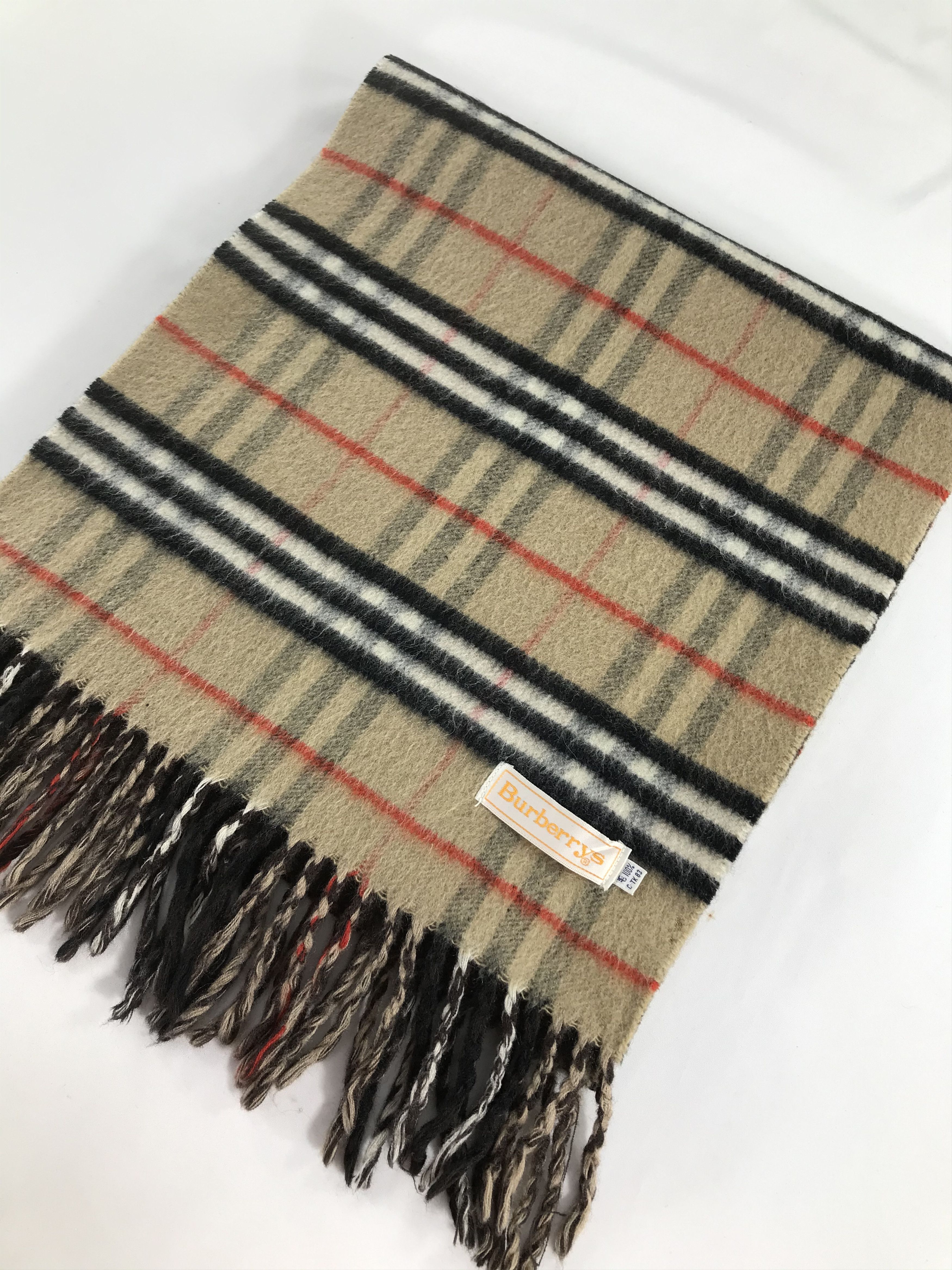 Burberry Burberrys Nova Check Tanned Wool Scarf Muffler V514 Size ONE SIZE - 3 Thumbnail