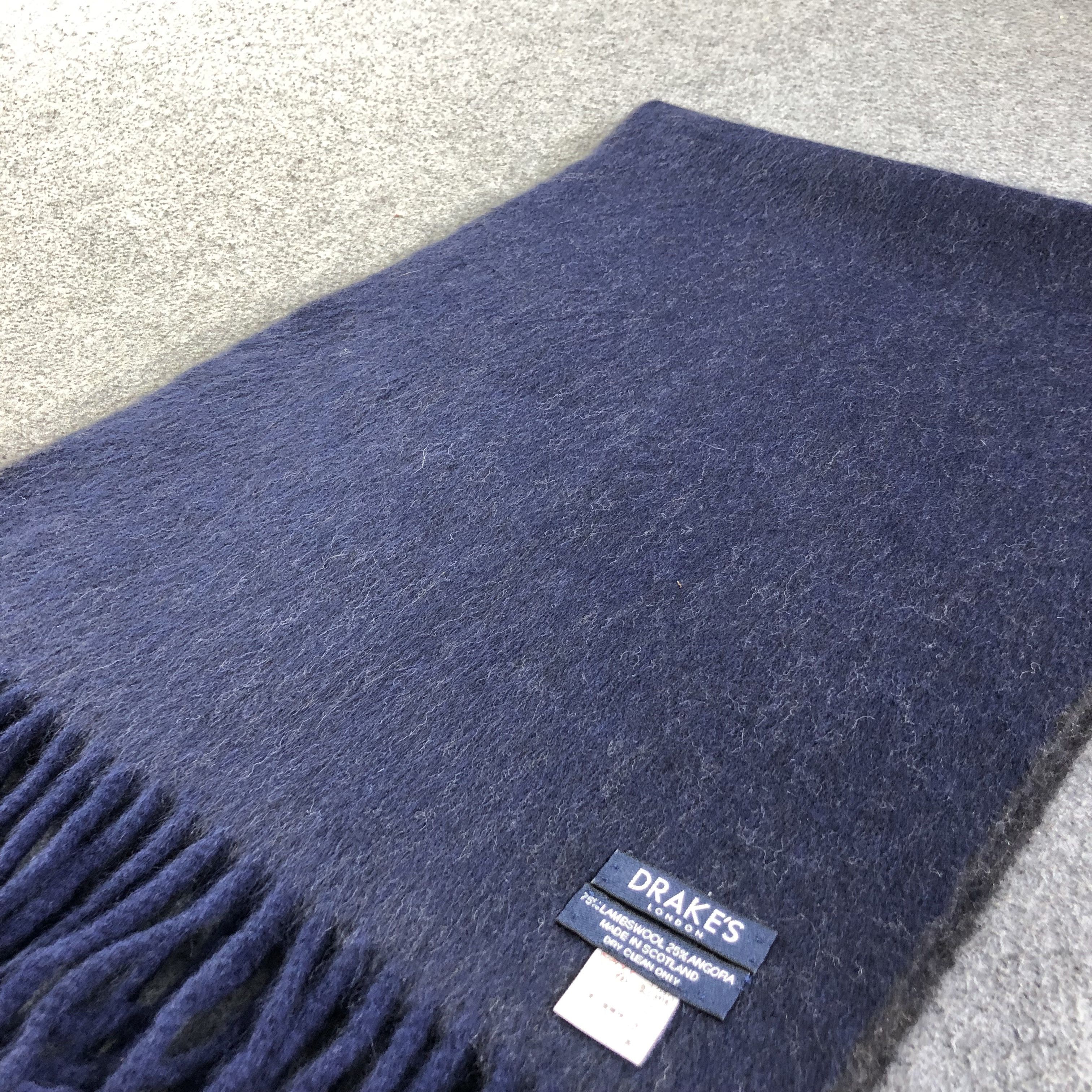Drake's Drake's Navy Blue Wool Scarf Muffler V1334 Size ONE SIZE - 3 Thumbnail