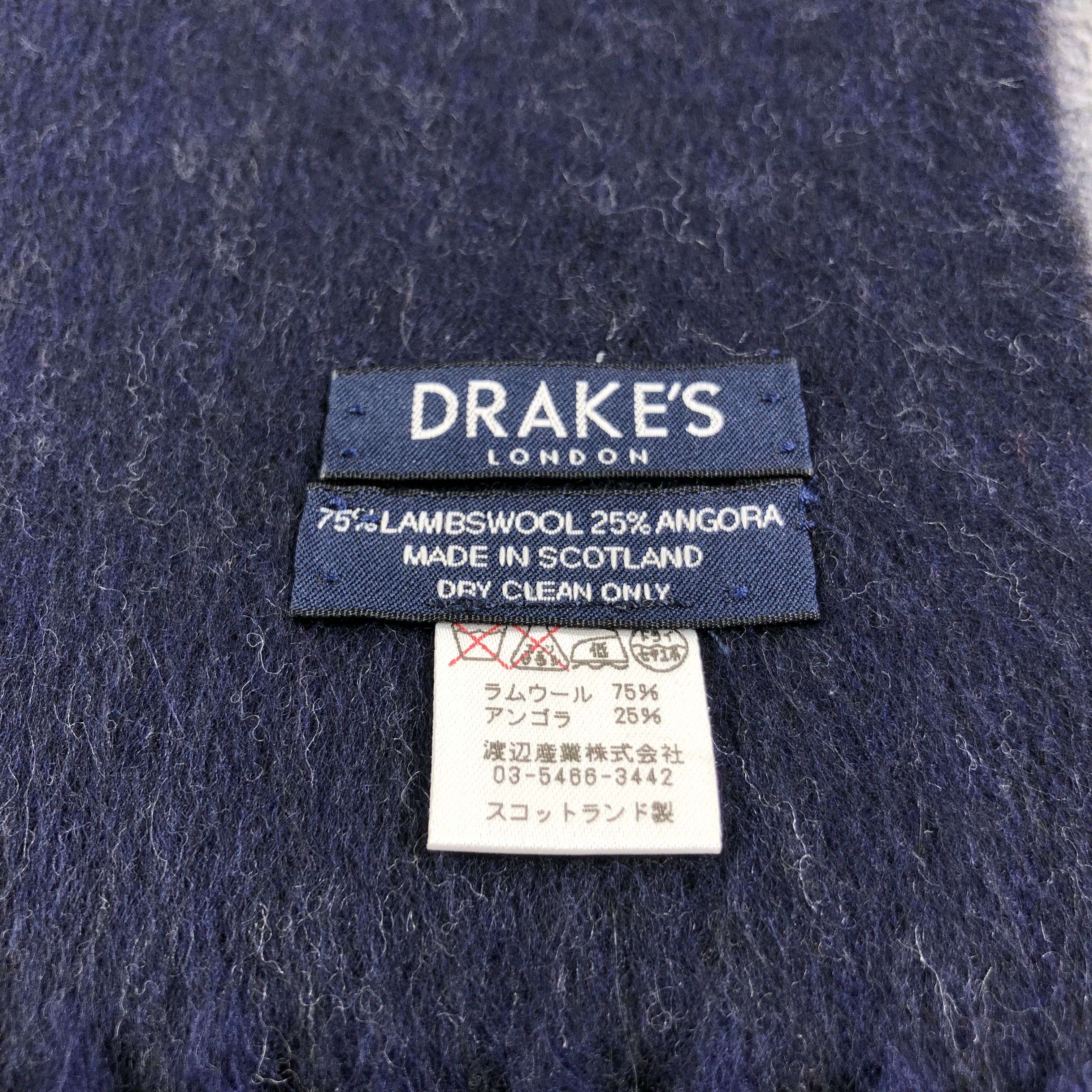 Drake's Drake's Navy Blue Wool Scarf Muffler V1334 Size ONE SIZE - 4 Thumbnail