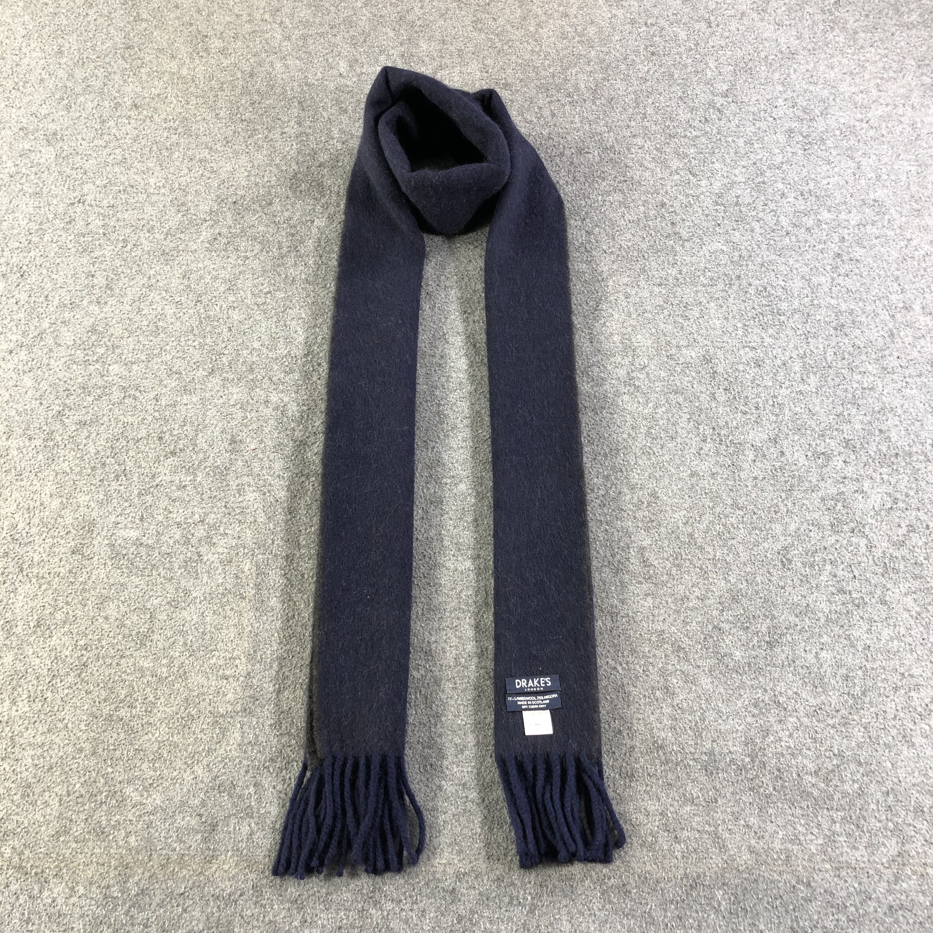Drake's Drake's Navy Blue Wool Scarf Muffler V1334 Size ONE SIZE - 2 Thumbnail