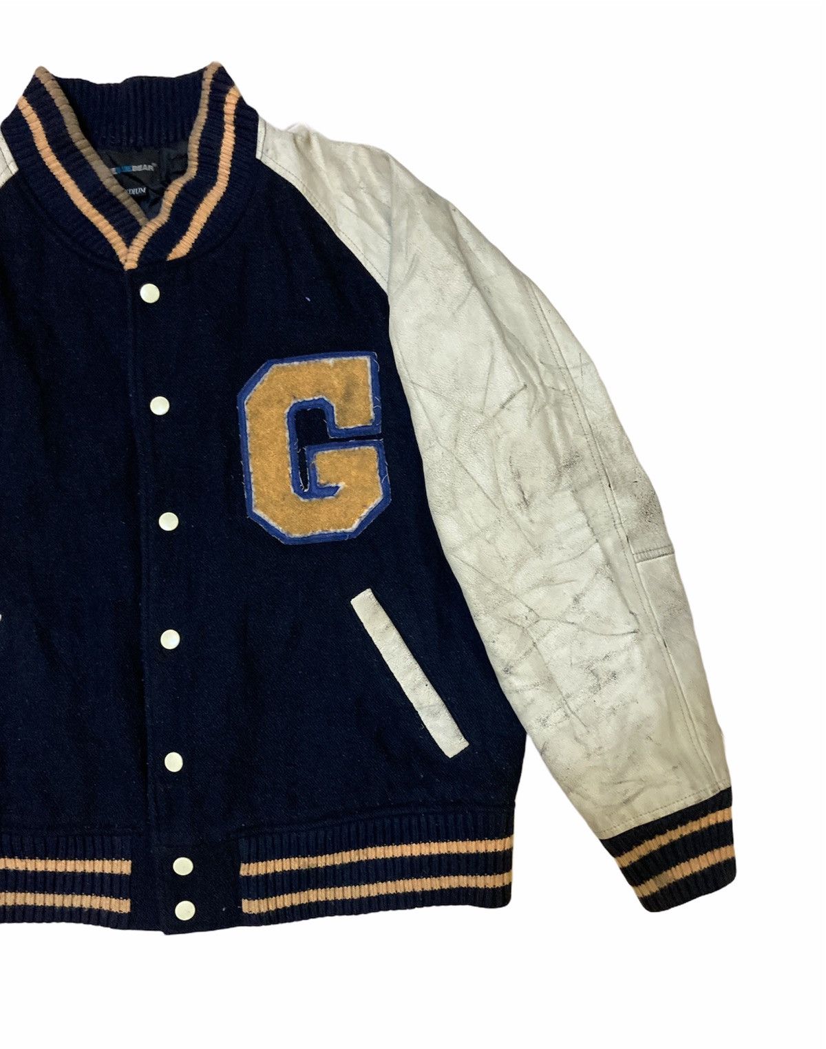Japanese Brand The Blue Bear Leather Arm Varsity Jacket Size US M / EU 48-50 / 2 - 3 Thumbnail