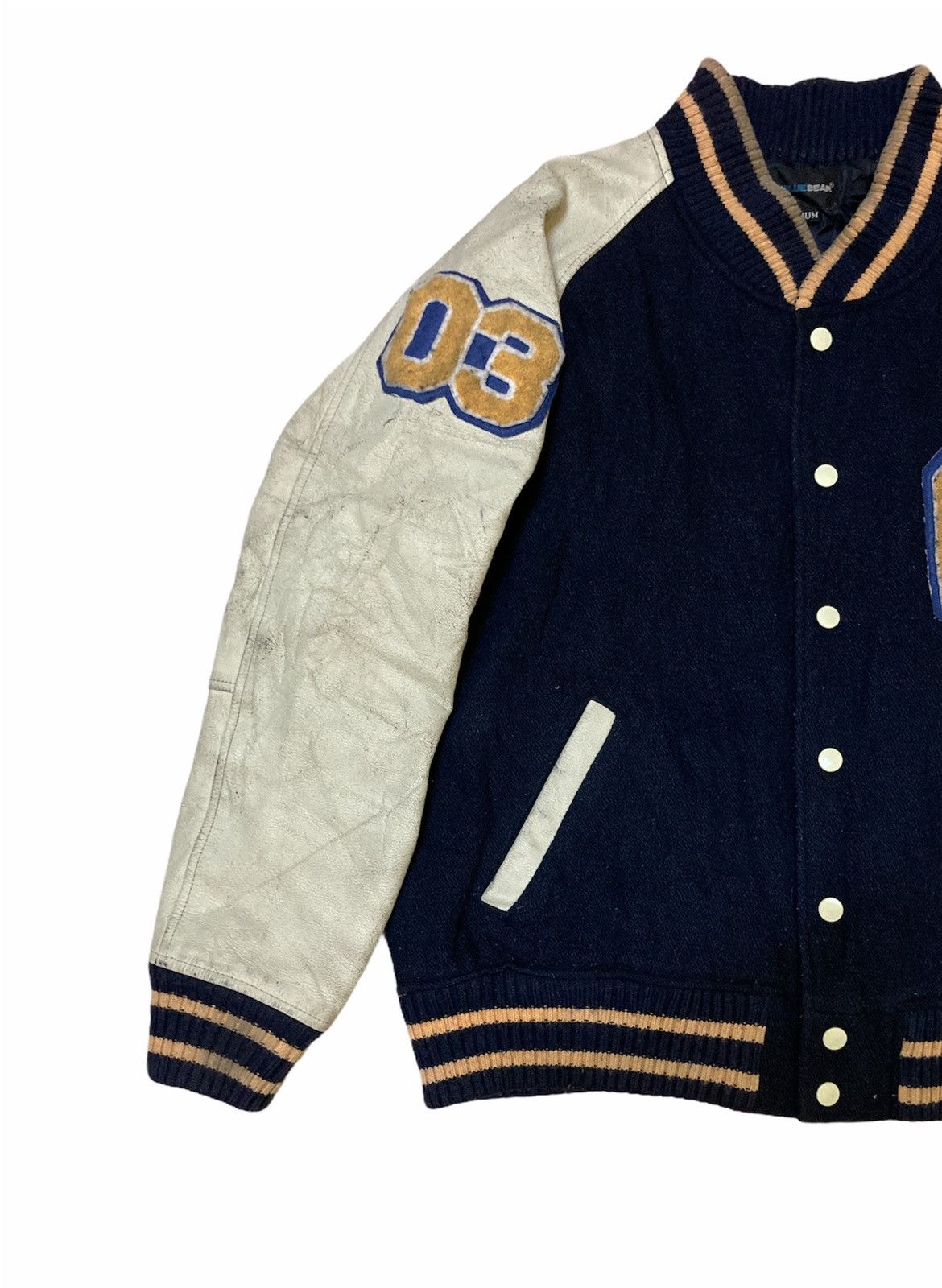 Japanese Brand The Blue Bear Leather Arm Varsity Jacket Size US M / EU 48-50 / 2 - 4 Thumbnail