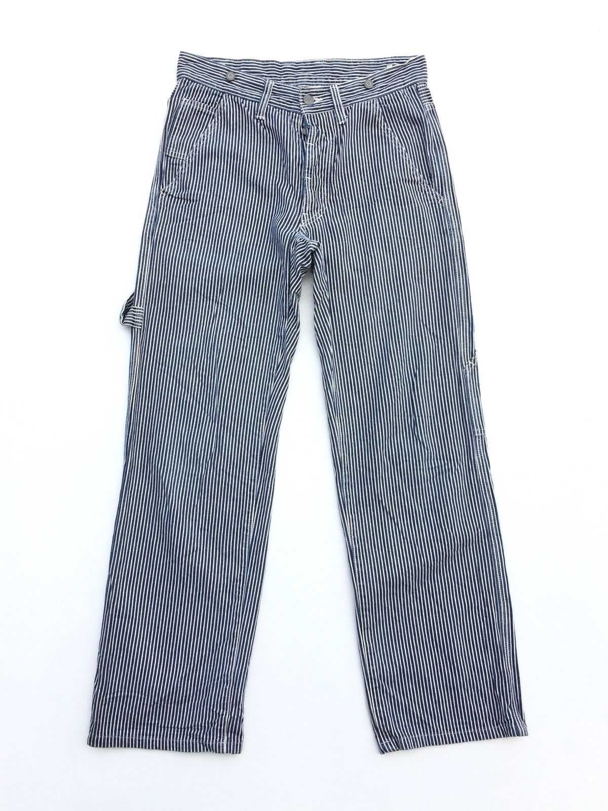 Japanese Brand Baggy Jeans Made in Japan Carpenter Pinstripe Jeans Size US 29 - 7 Thumbnail