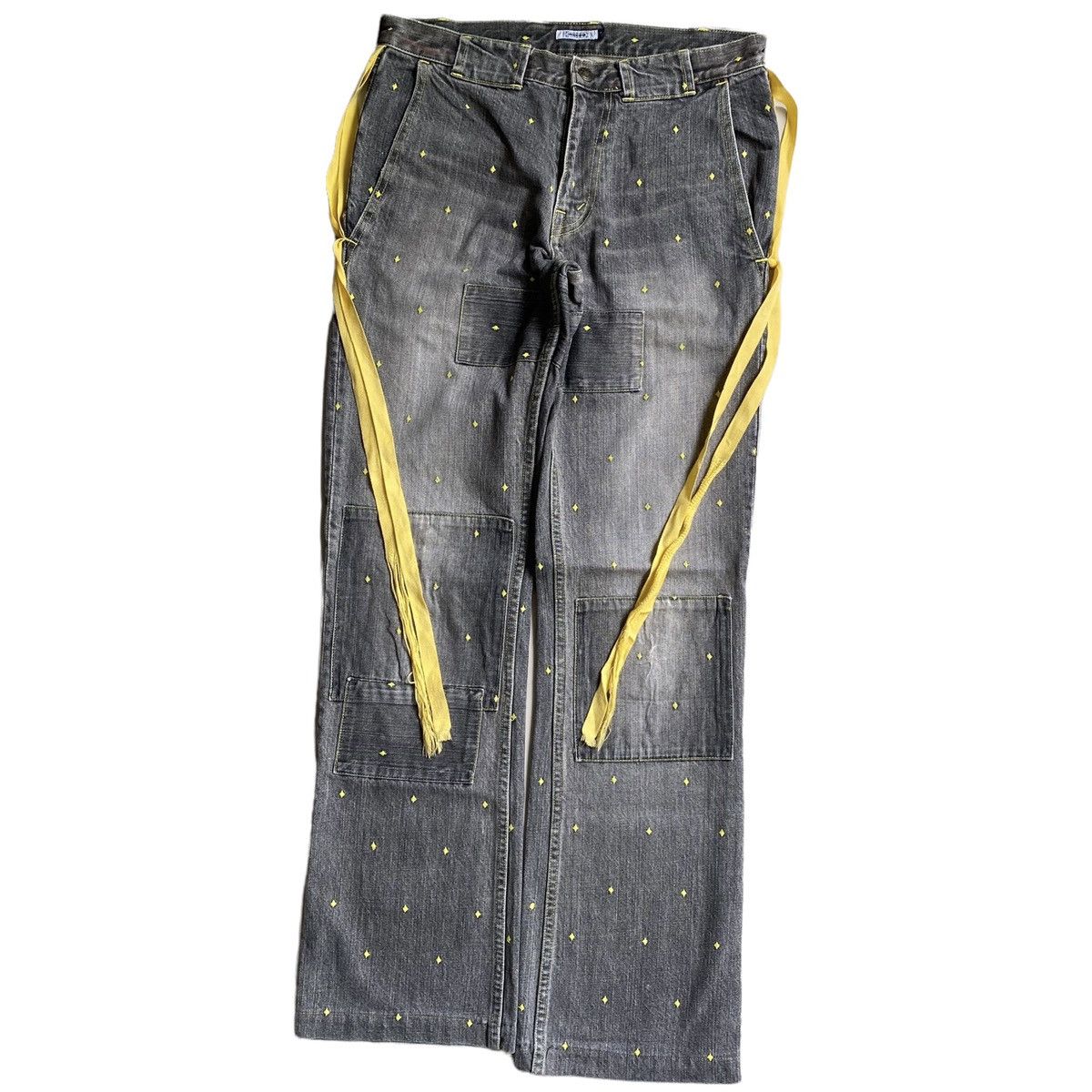 image of Undercover Ss02 Illusion Of Haze Diamond Embroidered Denim in Grey, Men's (Size 30)