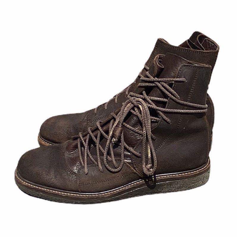 image of Miharayasuhiro Brushed Brown Leather Twiested Boots Crepe Sole, Men's (Size 8)