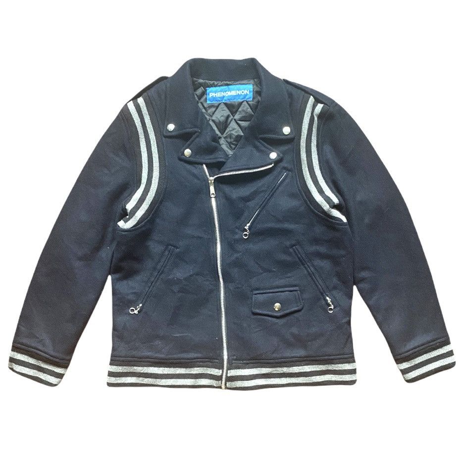 image of Phenomenon Stadium Teddy Biker Jacket in Dark Navy, Men's (Size Medium)