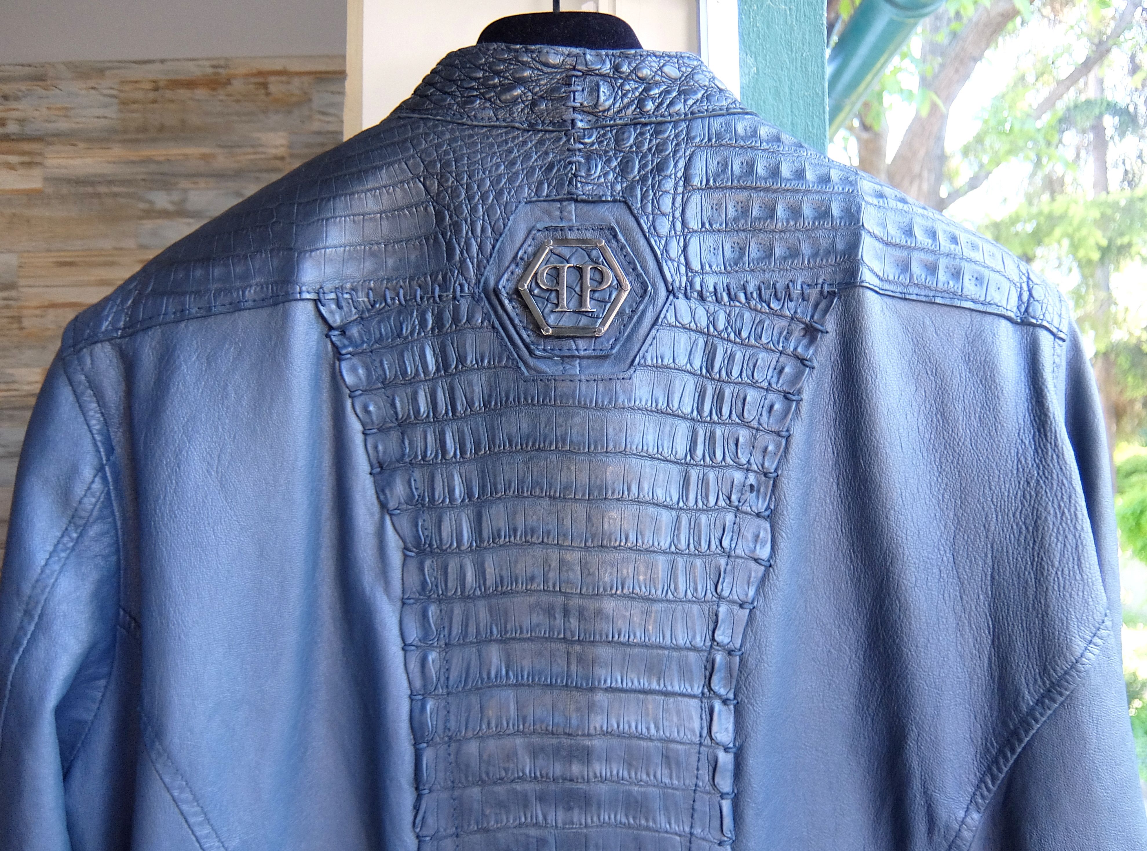 Philipp Plein Philipp Plein Croco Jacket XL blue crocodile leather Size US XL / EU 56 / 4 - 3 Thumbnail