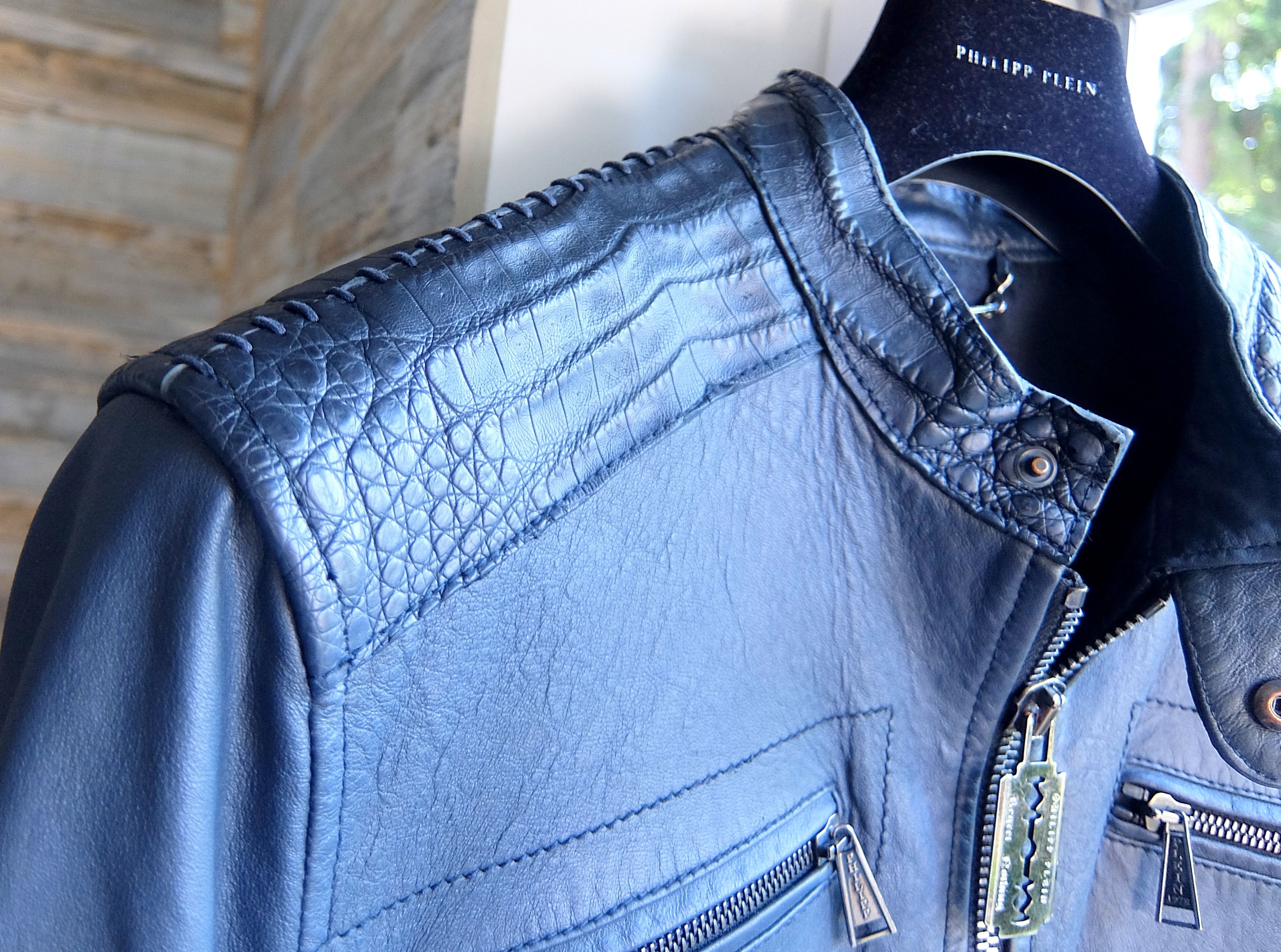 Philipp Plein Philipp Plein Croco Jacket XL blue crocodile leather Size US XL / EU 56 / 4 - 11 Thumbnail