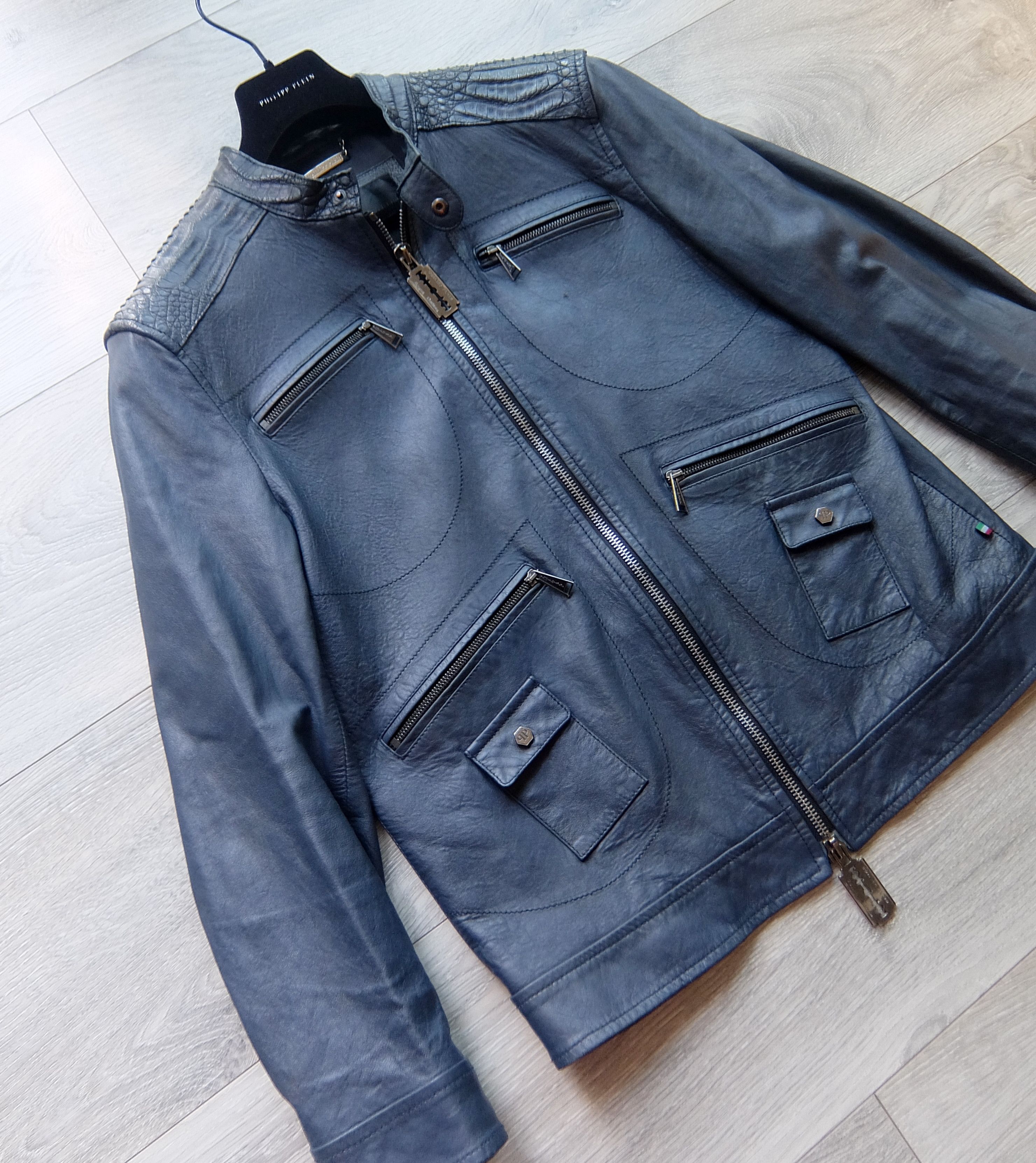 Philipp Plein Philipp Plein Croco Jacket XL blue crocodile leather Size US XL / EU 56 / 4 - 7 Thumbnail