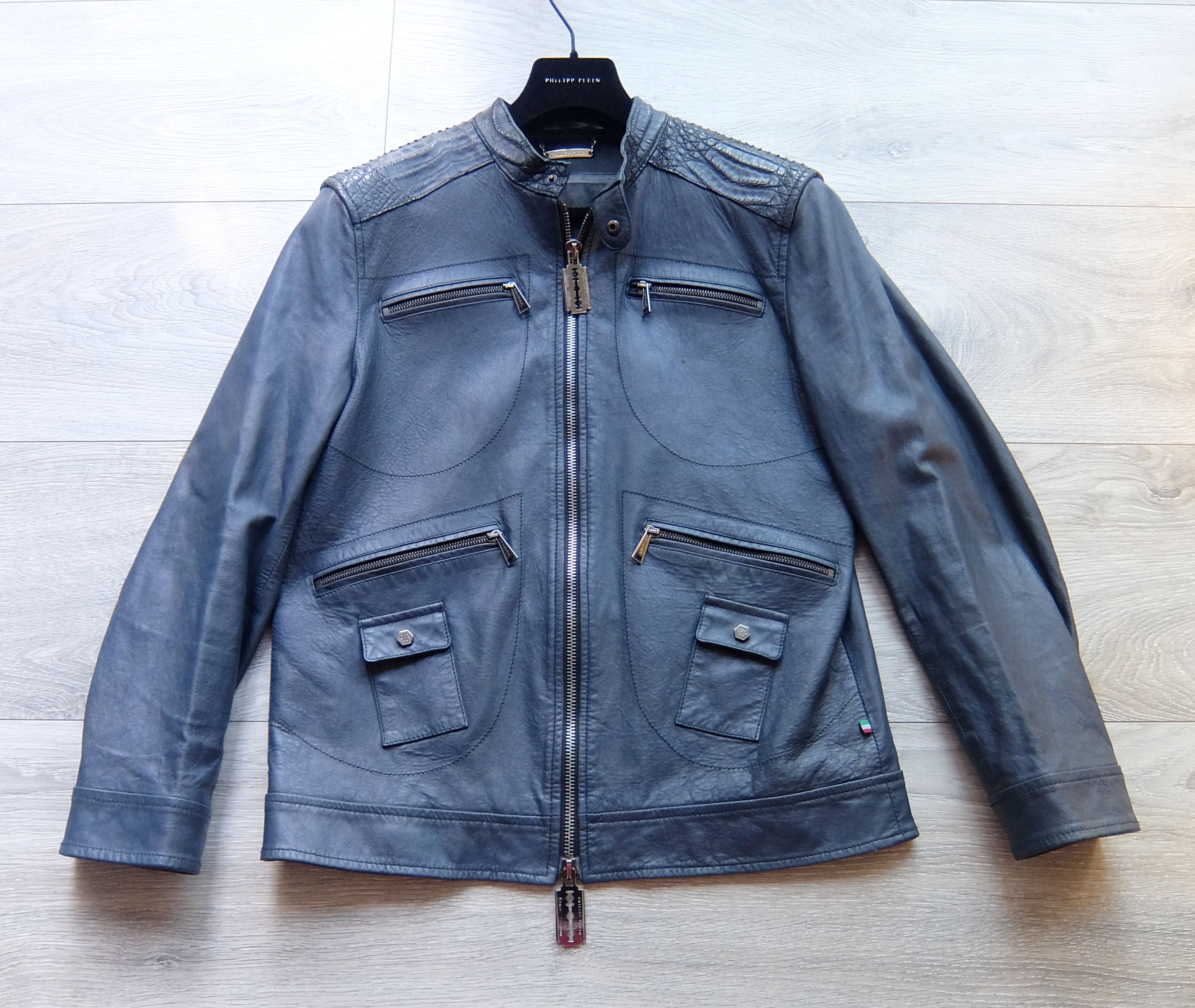 Philipp Plein Philipp Plein Croco Jacket XL blue crocodile leather Size US XL / EU 56 / 4 - 4 Thumbnail