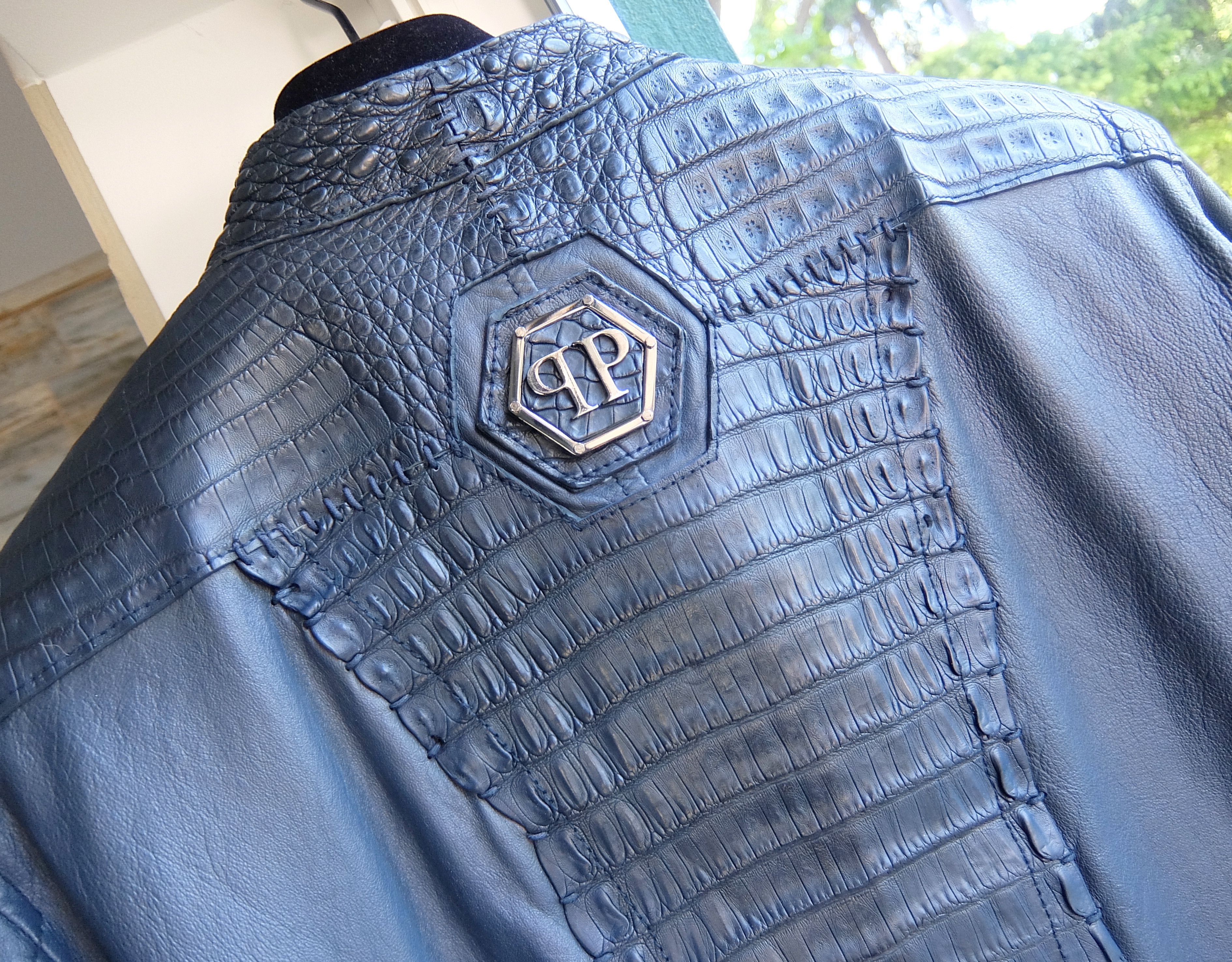 Philipp Plein Philipp Plein Croco Jacket XL blue crocodile leather Size US XL / EU 56 / 4 - 6 Thumbnail