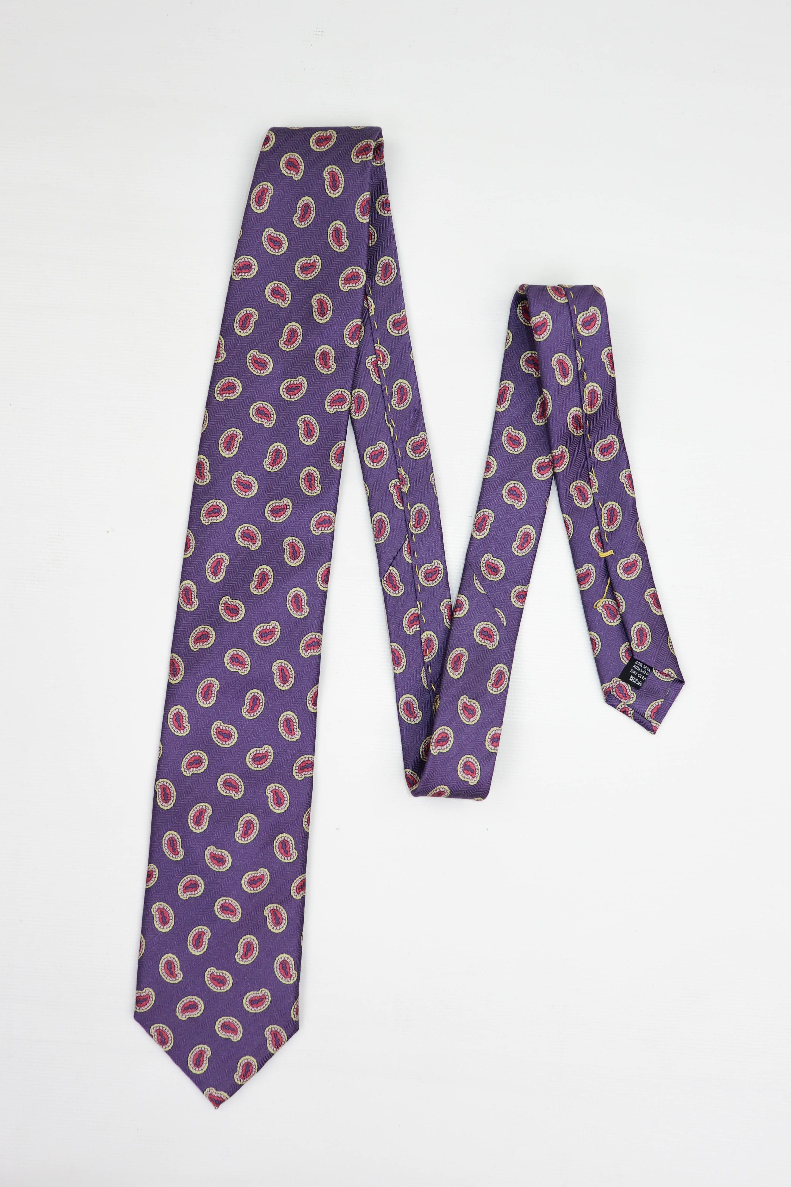 Pal Zileri Pal Zileri Sartoriale Vintage Paisley Purple Silk/Wool Tie Size ONE SIZE - 1 Thumbnail