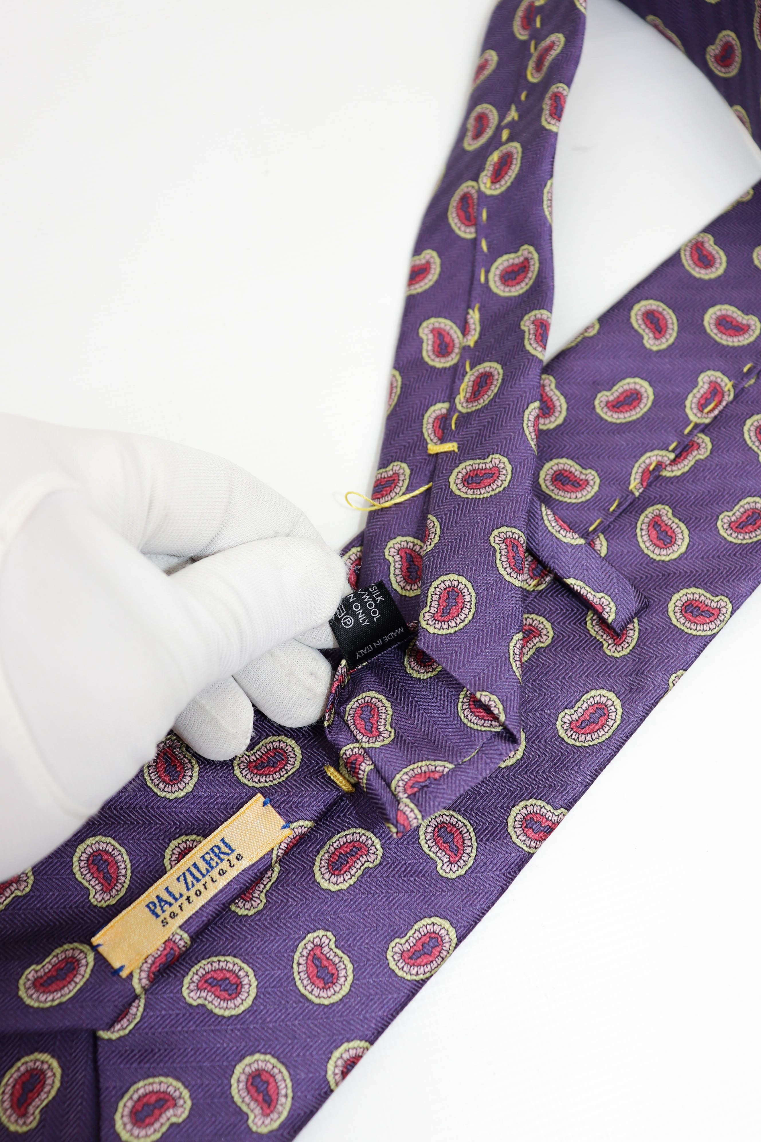 Pal Zileri Pal Zileri Sartoriale Vintage Paisley Purple Silk/Wool Tie Size ONE SIZE - 7 Thumbnail