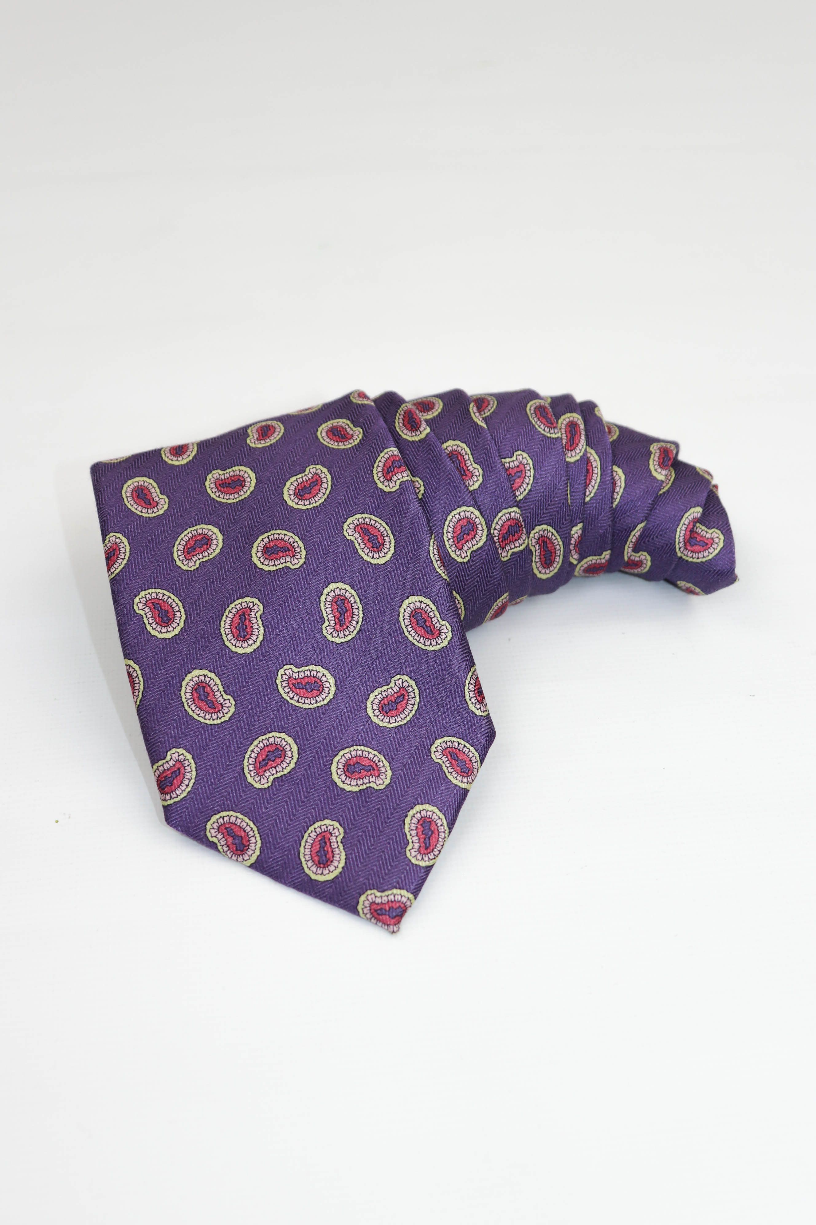 Pal Zileri Pal Zileri Sartoriale Vintage Paisley Purple Silk/Wool Tie Size ONE SIZE - 3 Thumbnail