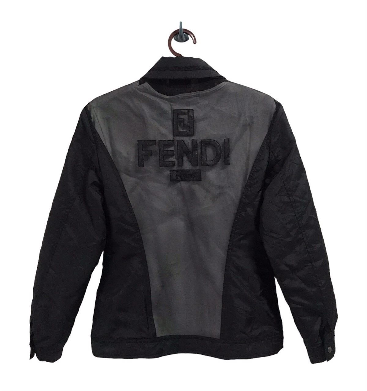 Vtg Fendi Jeans Logo Back Mesh Jacket