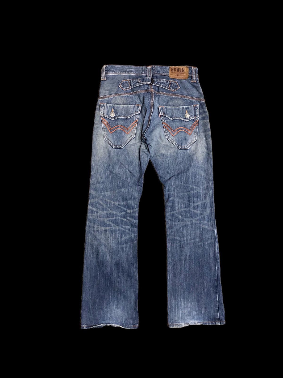 Edwin × Japanese Brand FLARED⚡️BUCKLE BACK WASHED BLUE EDWIN LOT 411XVS Size US 31 - 4 Thumbnail