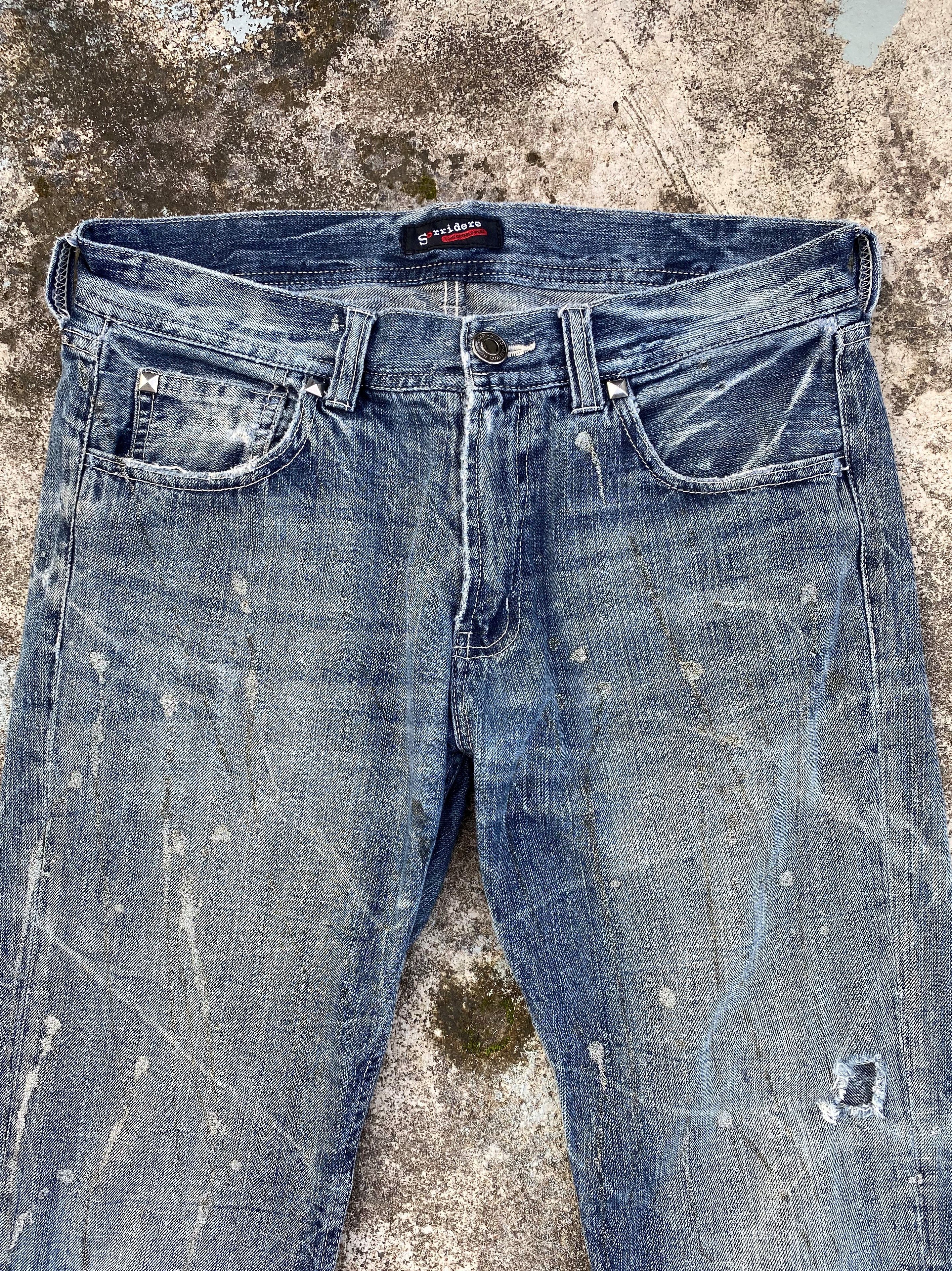 Japanese Brand RARE🔥Flare Pants Whiskers Splash Paint Distressed Design Size US 32 / EU 48 - 5 Thumbnail