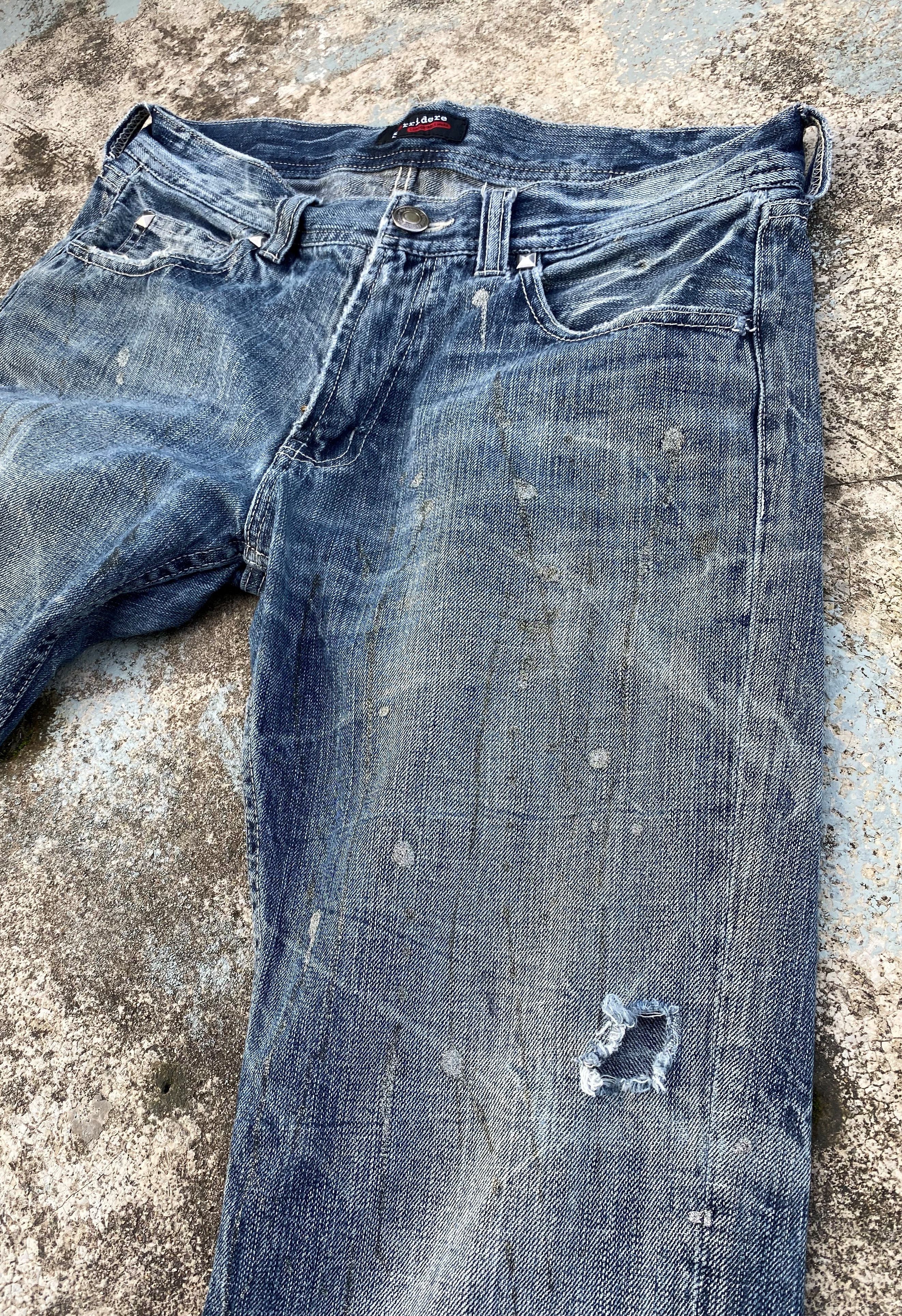 Japanese Brand RARE🔥Flare Pants Whiskers Splash Paint Distressed Design Size US 32 / EU 48 - 12 Thumbnail