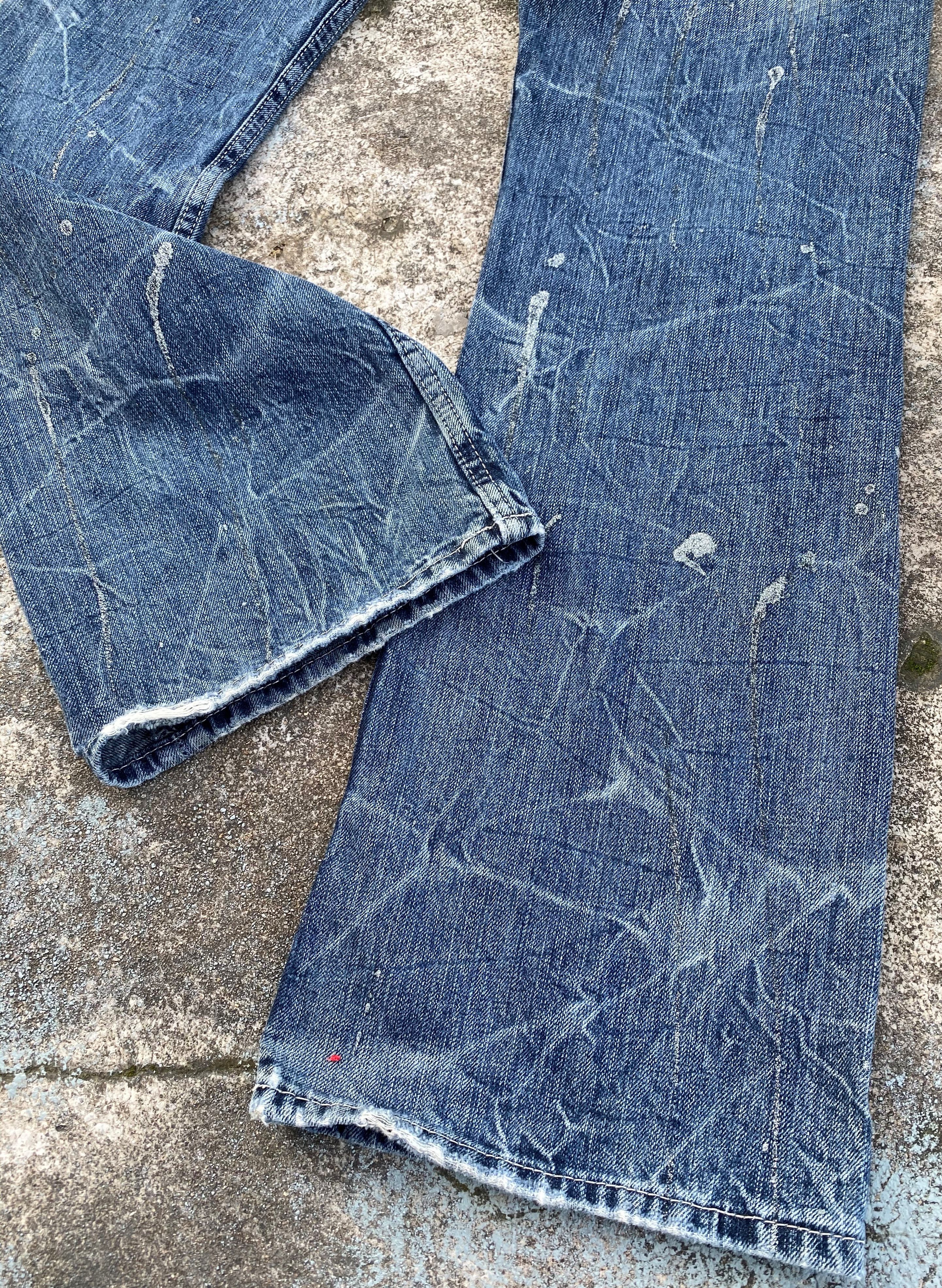Japanese Brand RARE🔥Flare Pants Whiskers Splash Paint Distressed Design Size US 32 / EU 48 - 13 Thumbnail