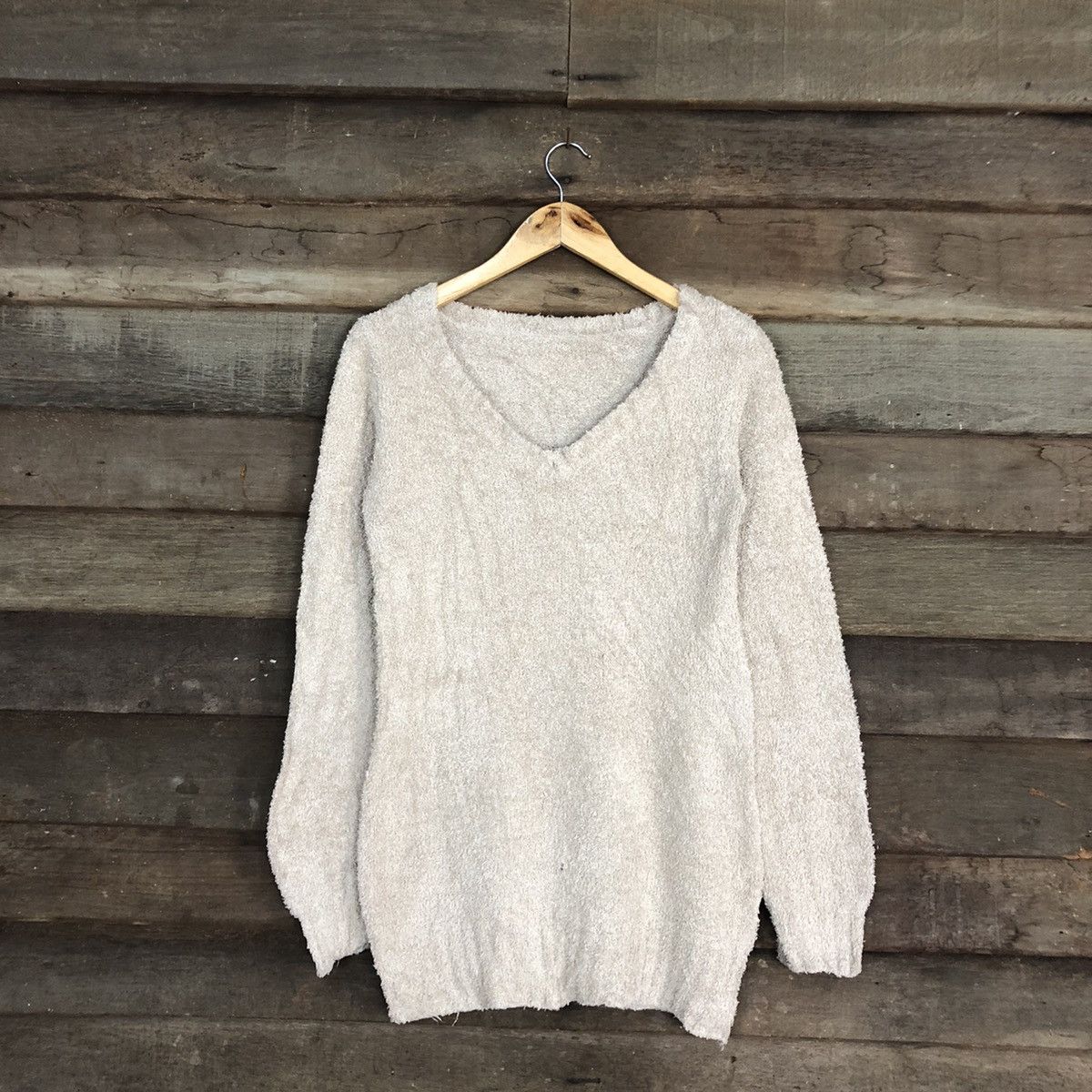 image of Homespun Knitwear Nayana Light Brown Mohair Shag Shaggy Fleece Knitwear C1026, Men's (Size Medium)