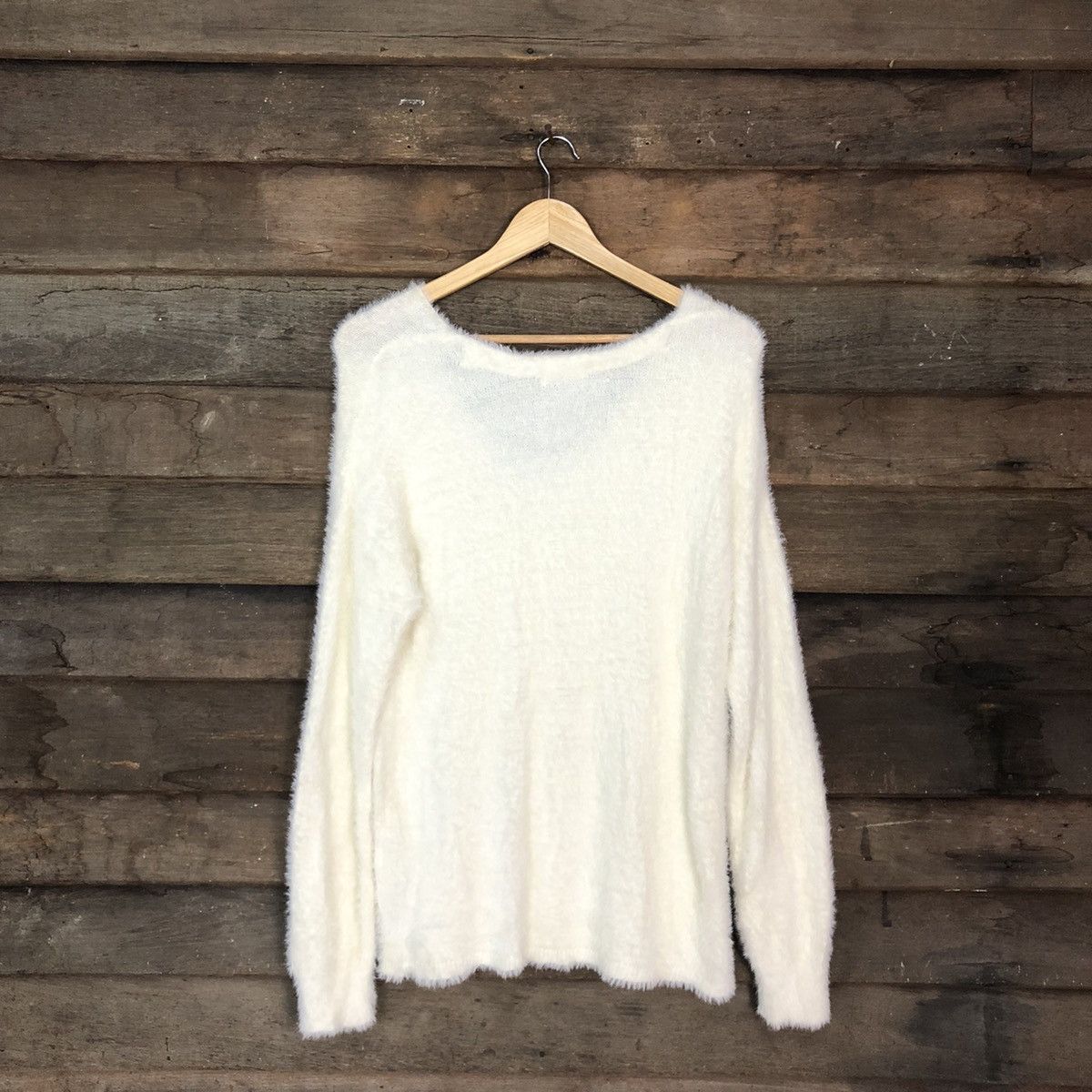 Homespun Knitwear × Japanese Brand Japan White Mohair soft Fur Shag Shaggy Knitwear #c1031 Size US M / EU 48-50 / 2 - 11 Thumbnail