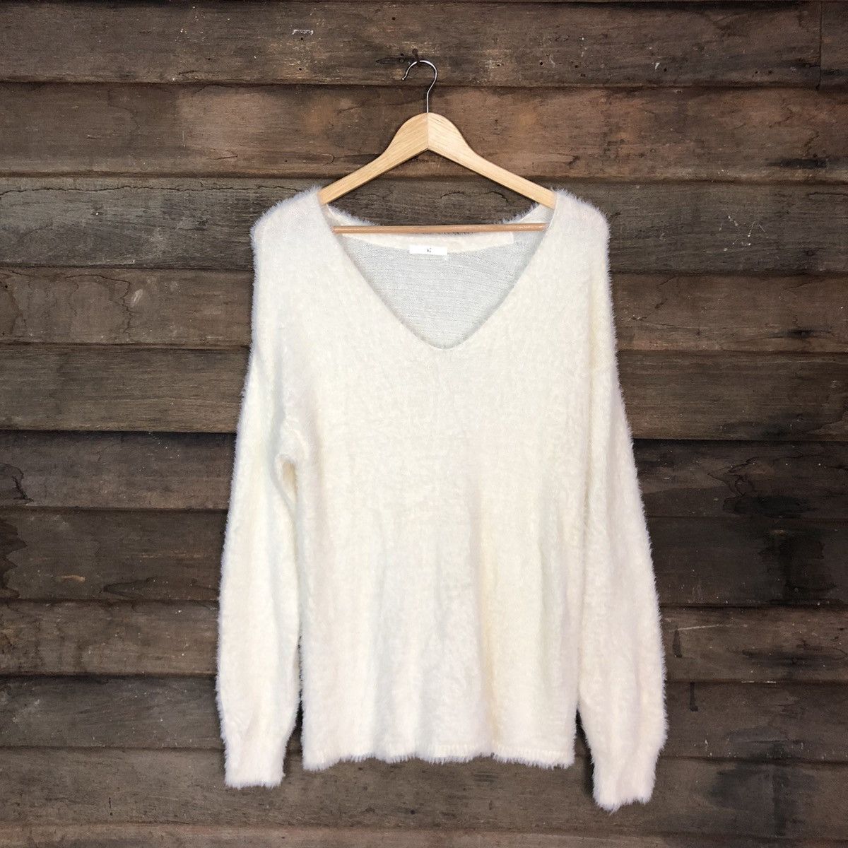 Homespun Knitwear × Japanese Brand Japan White Mohair soft Fur Shag Shaggy Knitwear #c1031 Size US M / EU 48-50 / 2 - 3 Thumbnail