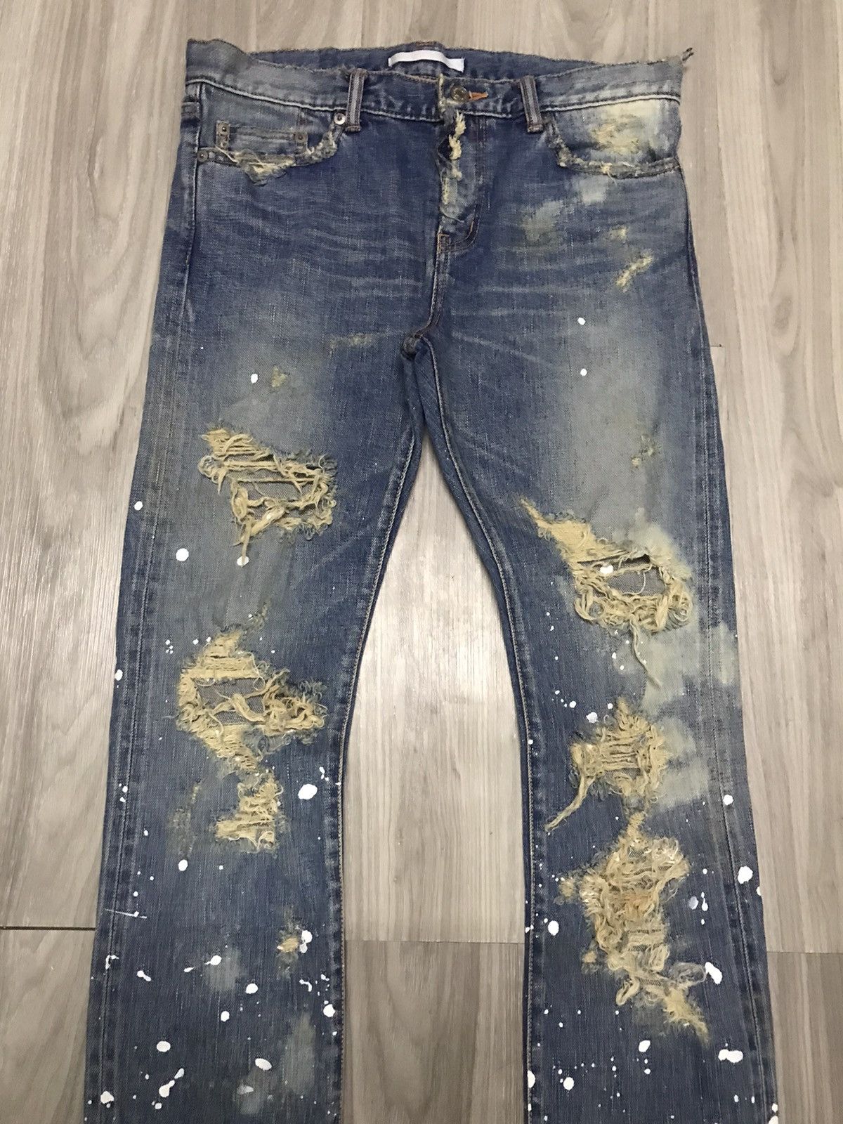 Japanese Brand WVM - NumberNine Inspired Splashed Distressed Jeans Size US 28 / EU 44 - 4 Thumbnail