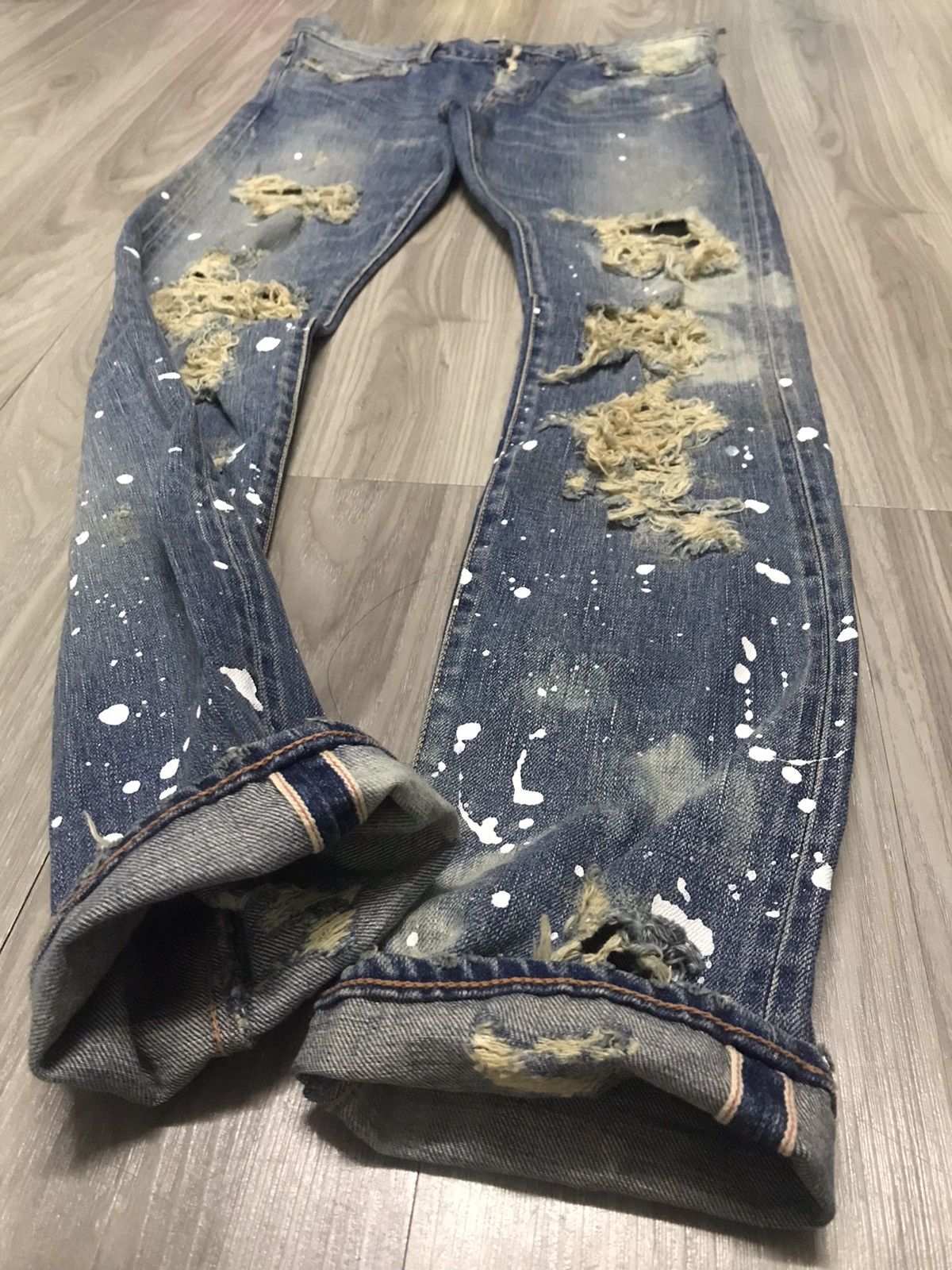 Japanese Brand WVM - NumberNine Inspired Splashed Distressed Jeans Size US 28 / EU 44 - 6 Thumbnail