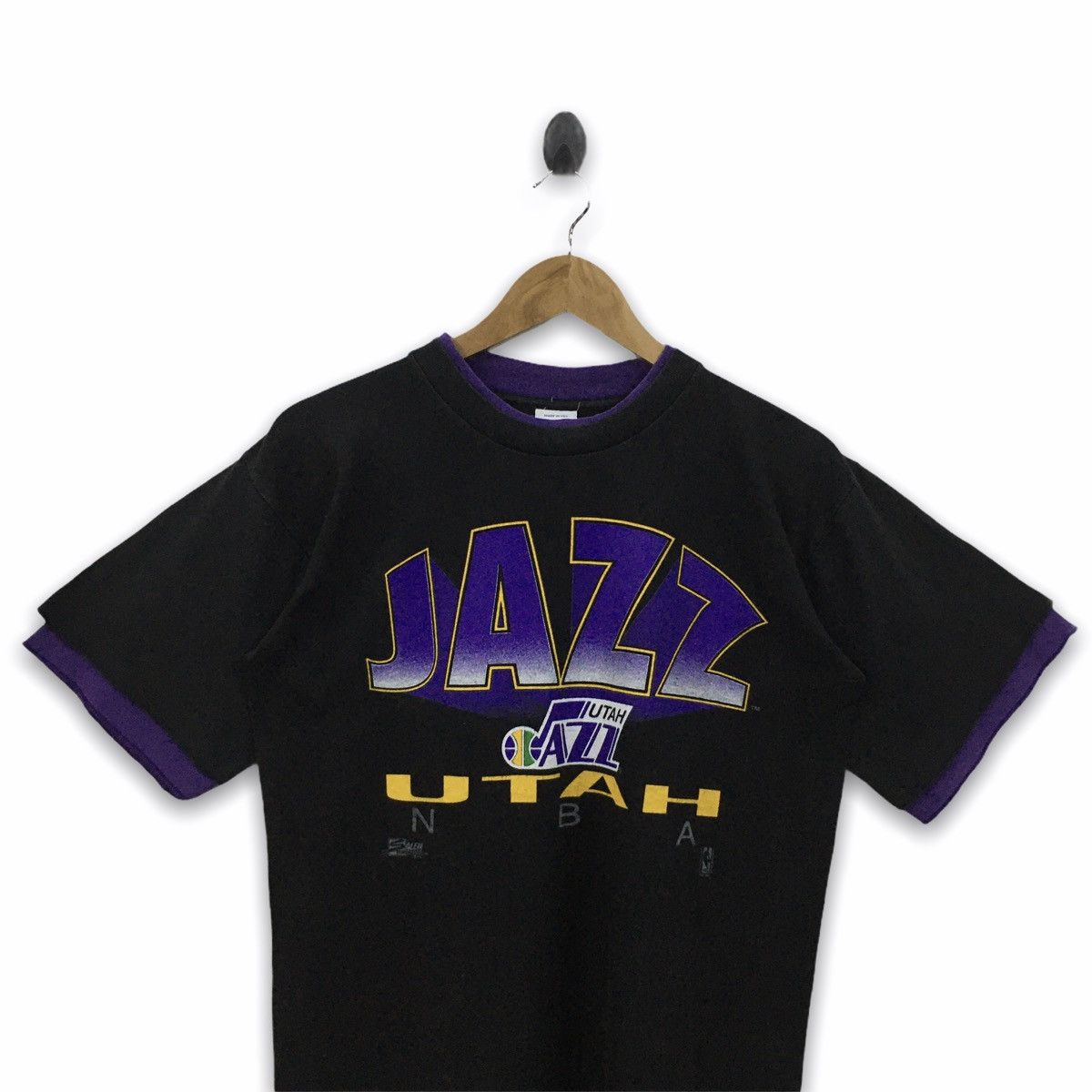 NBA × Salem Sportswear × Vintage Rare Vintage 1992 Jazz Utah NBA By Salem Sportwear Tshirt Size US M / EU 48-50 / 2 - 2 Thumbnail