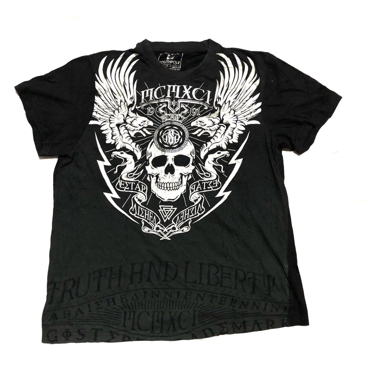Southpole Southpole Skull Wings Graphic T-Shirt M Gothic Streetwear Size US M / EU 48-50 / 2 - 1 Thumbnail