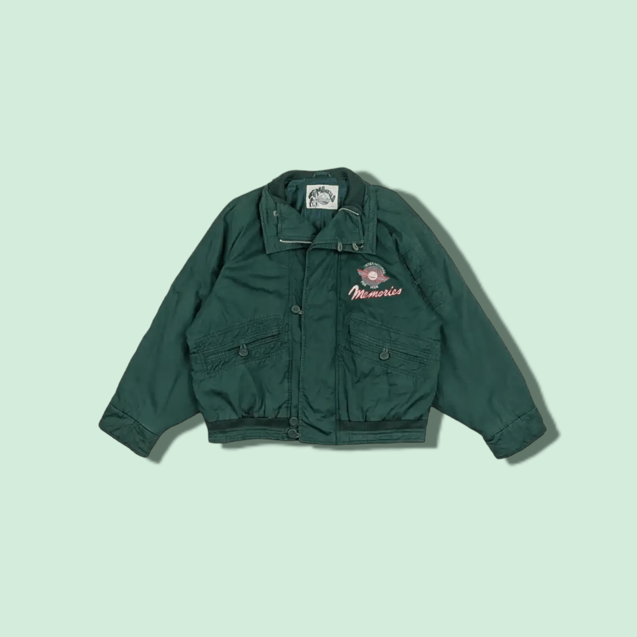 image of Bomber Jacket x Vintage Monello Fishing Hunting Outdoors Bomber Style Jacket in Emerald Green (Size