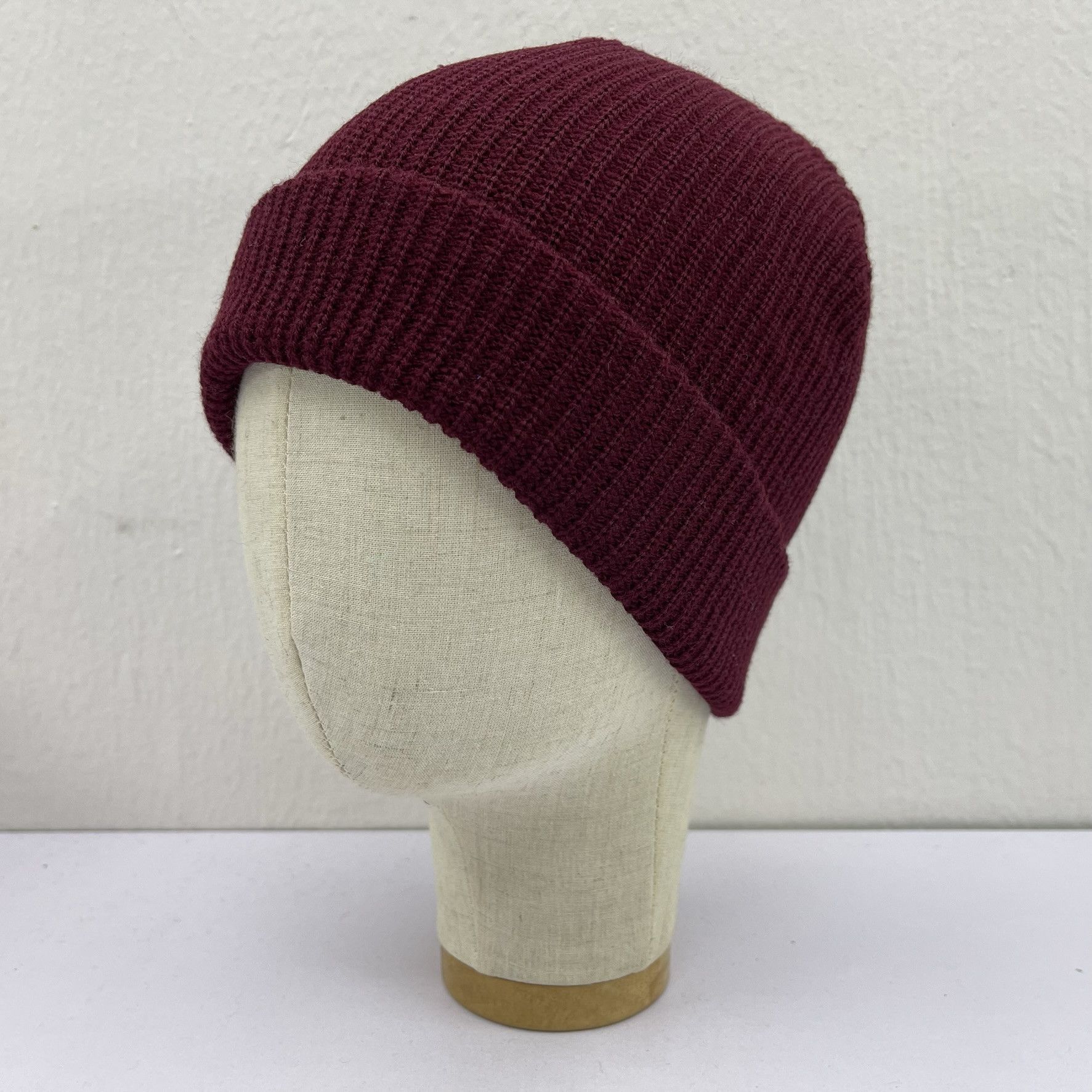 Japanese Brand Beams Plain Maroon Beanie Hats-BH4077 Size ONE SIZE - 3 Thumbnail
