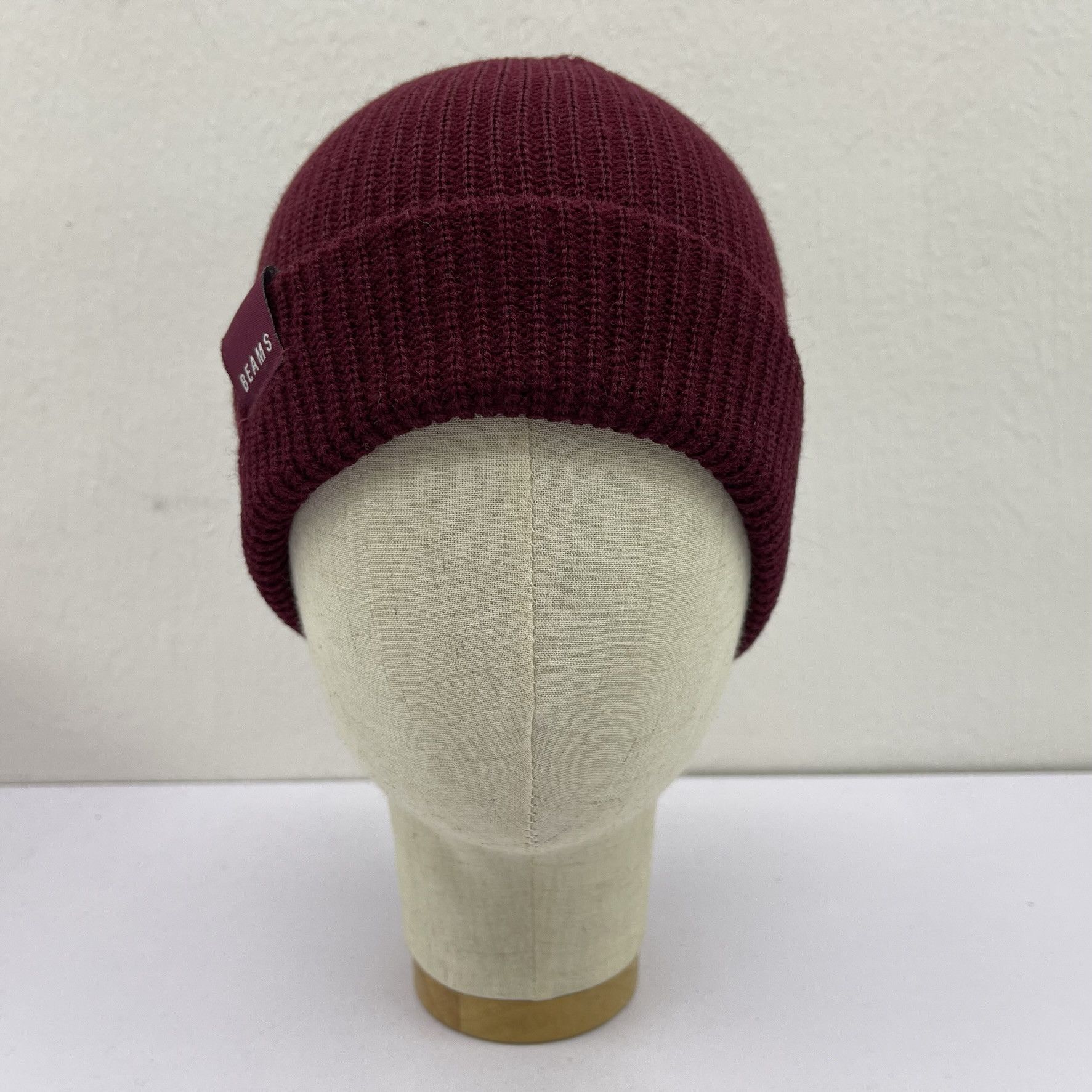 Japanese Brand Beams Plain Maroon Beanie Hats-BH4077 Size ONE SIZE - 2 Thumbnail