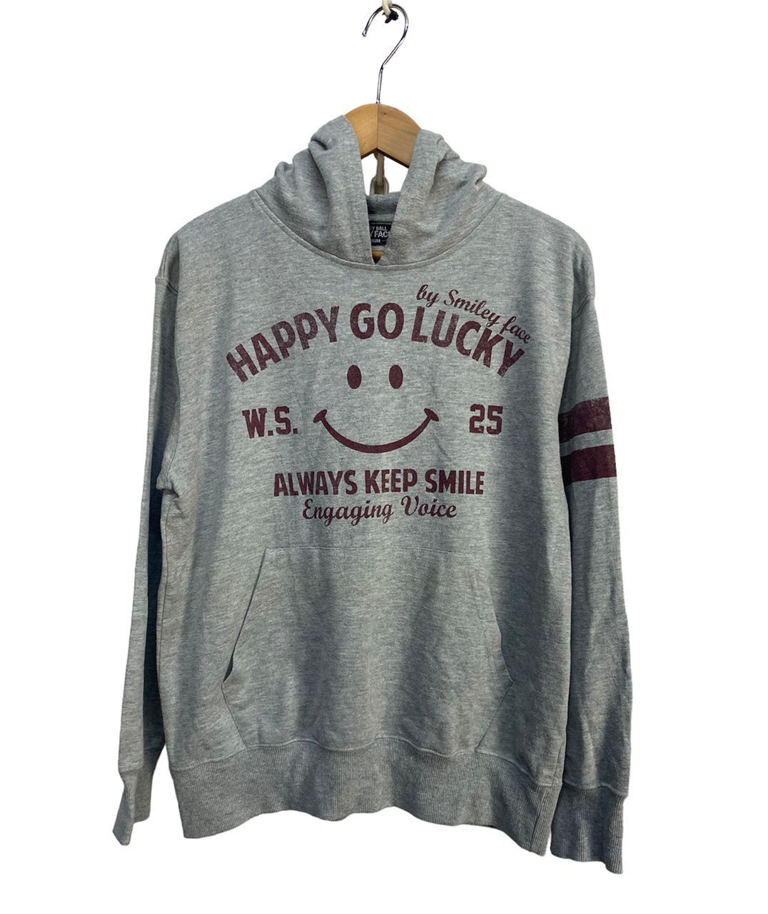 Happy go lucky printed hoodie pullover by smile face